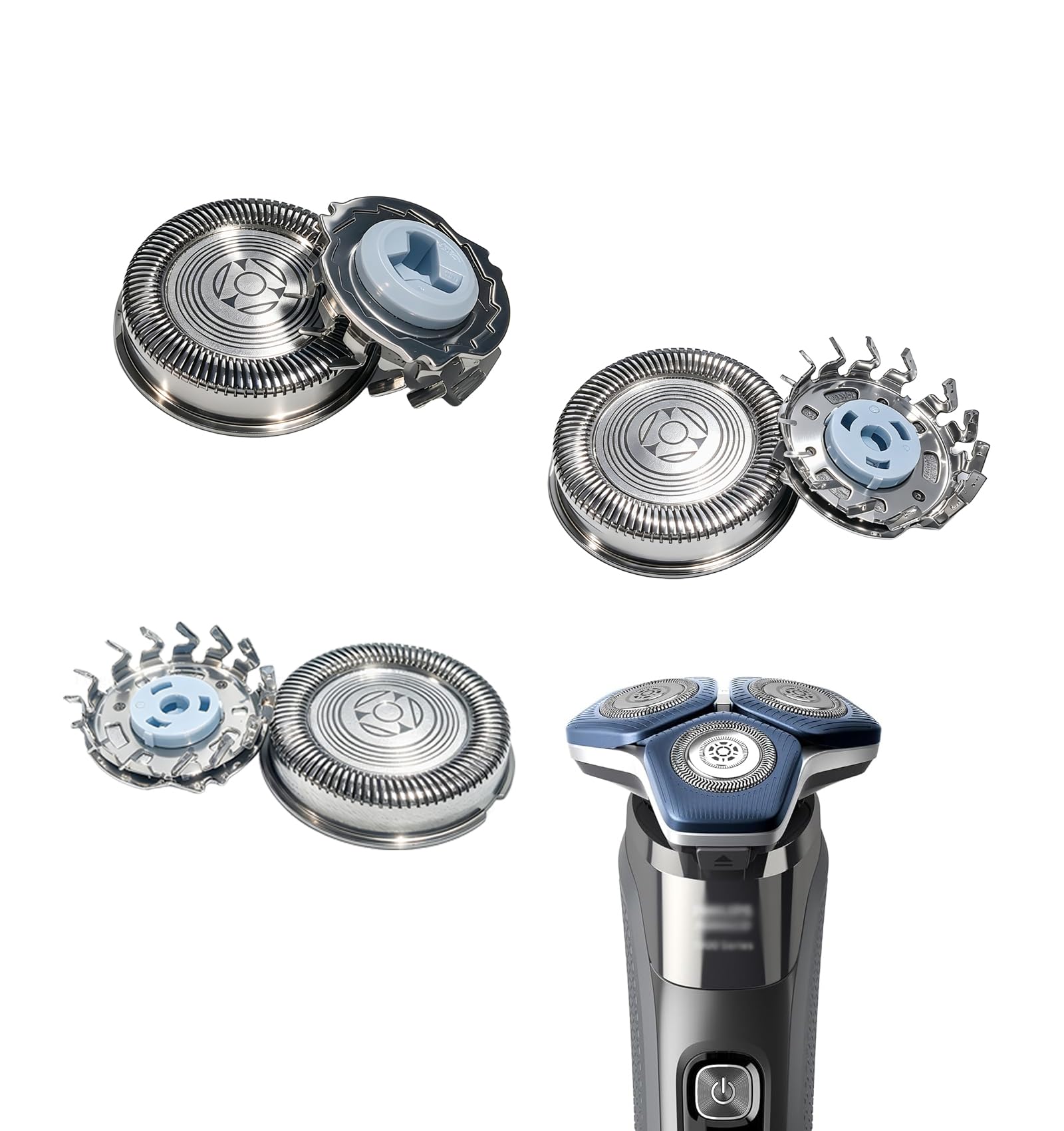 SH71/52 Replacement Blades for Philips Norelco Series 5000 & 7000 Angular Shavers, 3-in-1 Shaver Head Set (3 Blades + 3 Foils), Compatible with S5XXX, S7XXX, S8XXX, S9XXX, SU, SP Series
