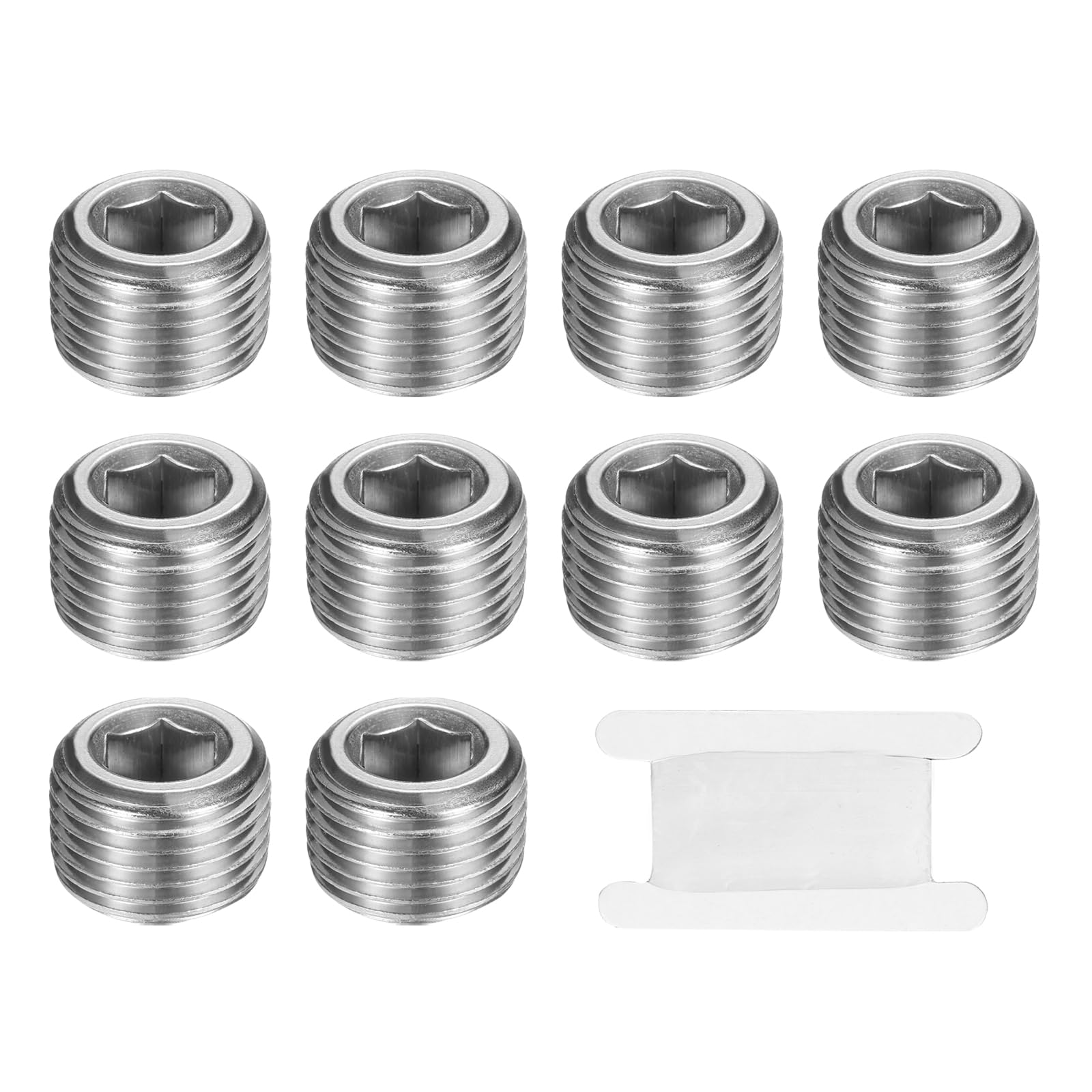 Tapón BSP de 1/2 acero inoxidable 304 PATIKIL macho hexagonal para sellado de tuberías pack de 10