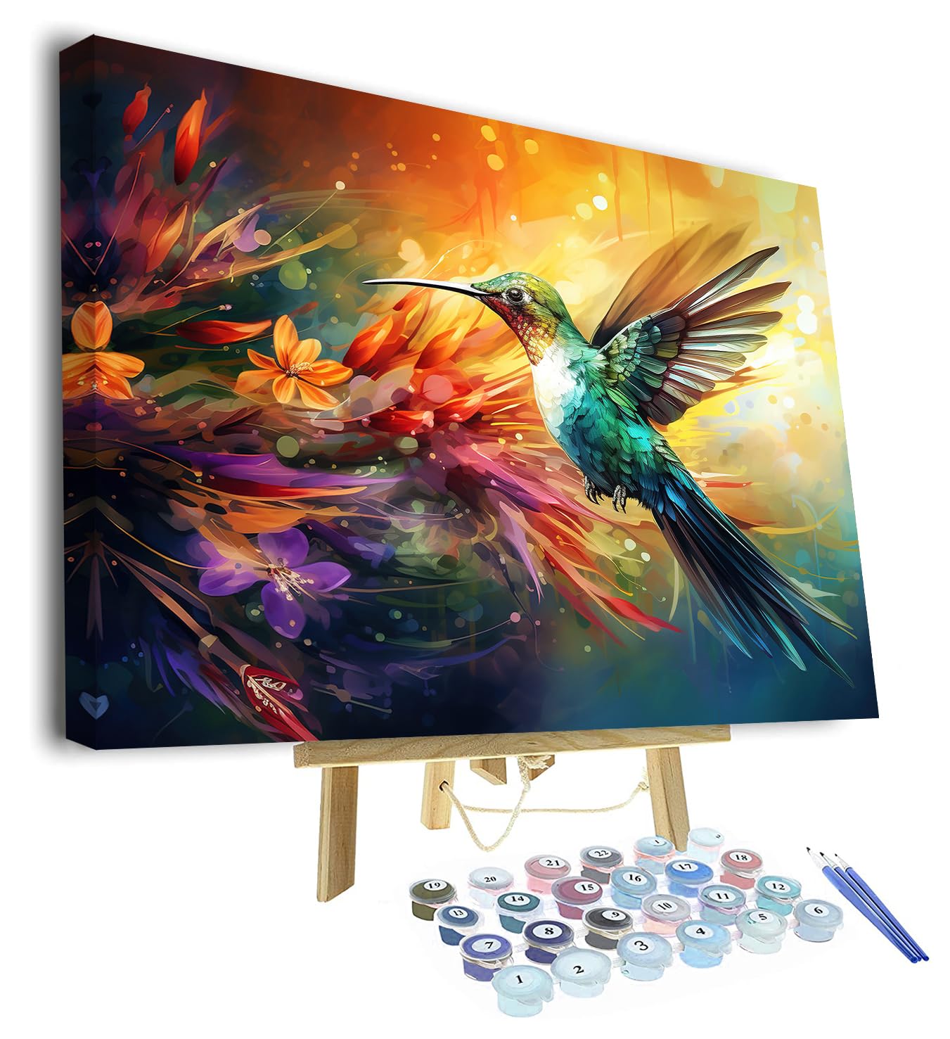 TISHIRON DIY Malen nach Zahlen Kolibri im Flug Malen nach Zahlen für Erwachsene mit Pinseln Farbe Tier Acrylmalerei nach Zahlen Kits auf Leinwand Kunsthandwerk-40x50 cm(Gerahmt)