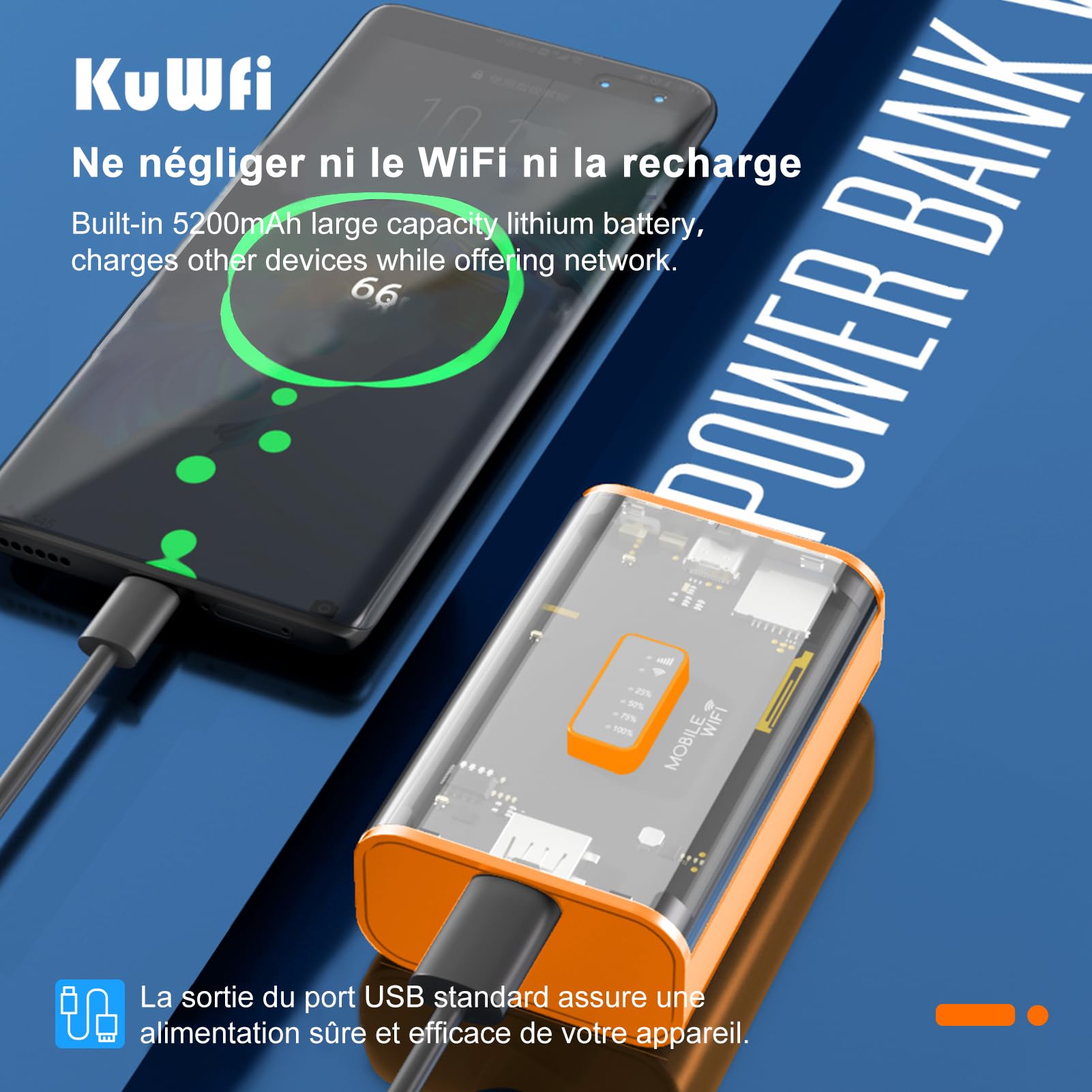 KuWFi Router 4G SIM (MC8), Box 4G LTE, Router Mobile 4G WiFi Portatile, Modem 4G Portata 150Mbps, Hotspot 4G, Condivisione WiFi fino a 10 dispositivi, Batteria Ricaricabile 5200mAh