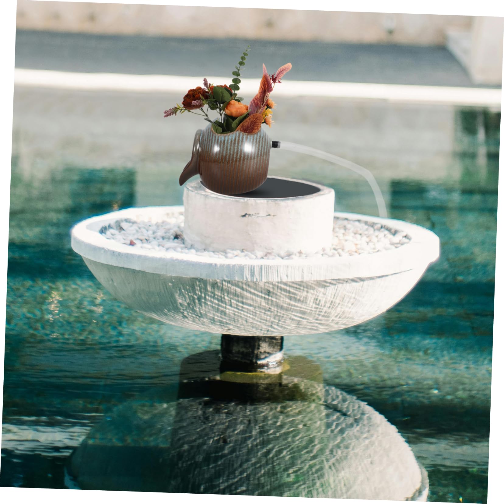 PRETYZOOM Brocca in Ceramica Flusso d'Acqua Circolante per Acquari e Piante Idroponiche, Design Aperto per Fontane Fai-Da-Te e Decorazione Interna