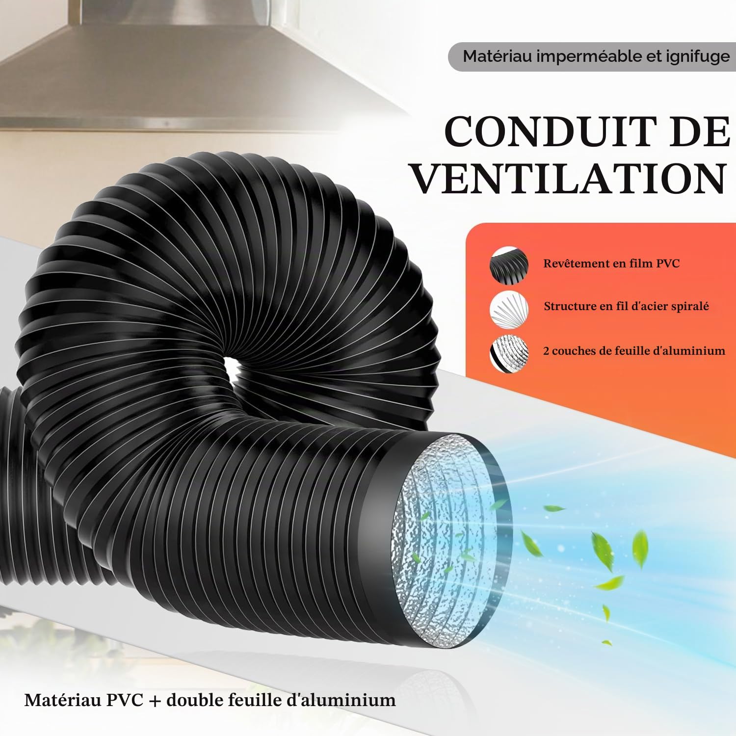 Aygrochy 100mm Extracteur d'Air 363 m³/h,Ventilateur d'extraction EC Moteur avec Tuyau flexible de VMC Salle de Bain, Cuisine,Garage,tentes de culture,ventilation.