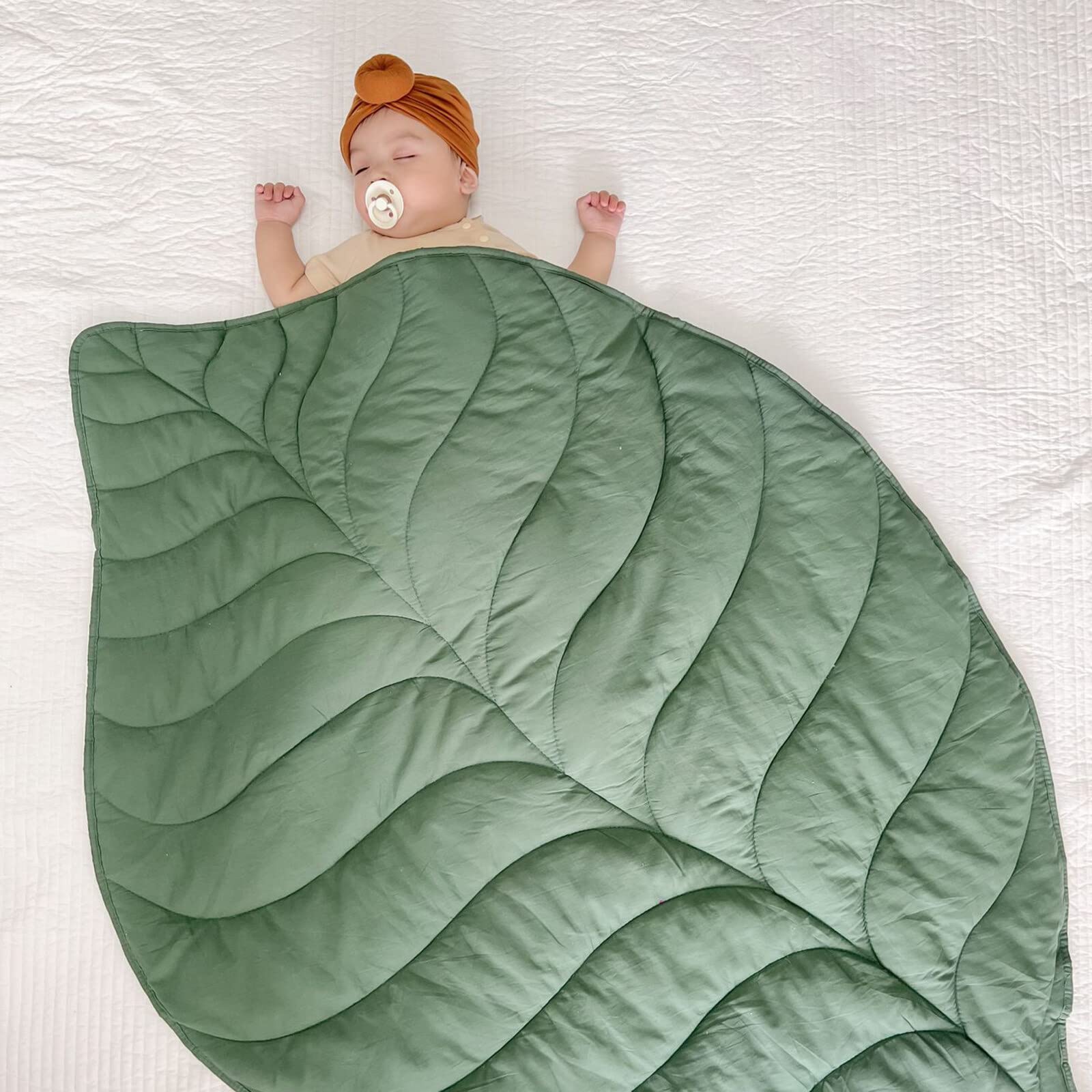 Yolispa Tapis de jeu en coton en forme de feuille pour chambre d'enfant