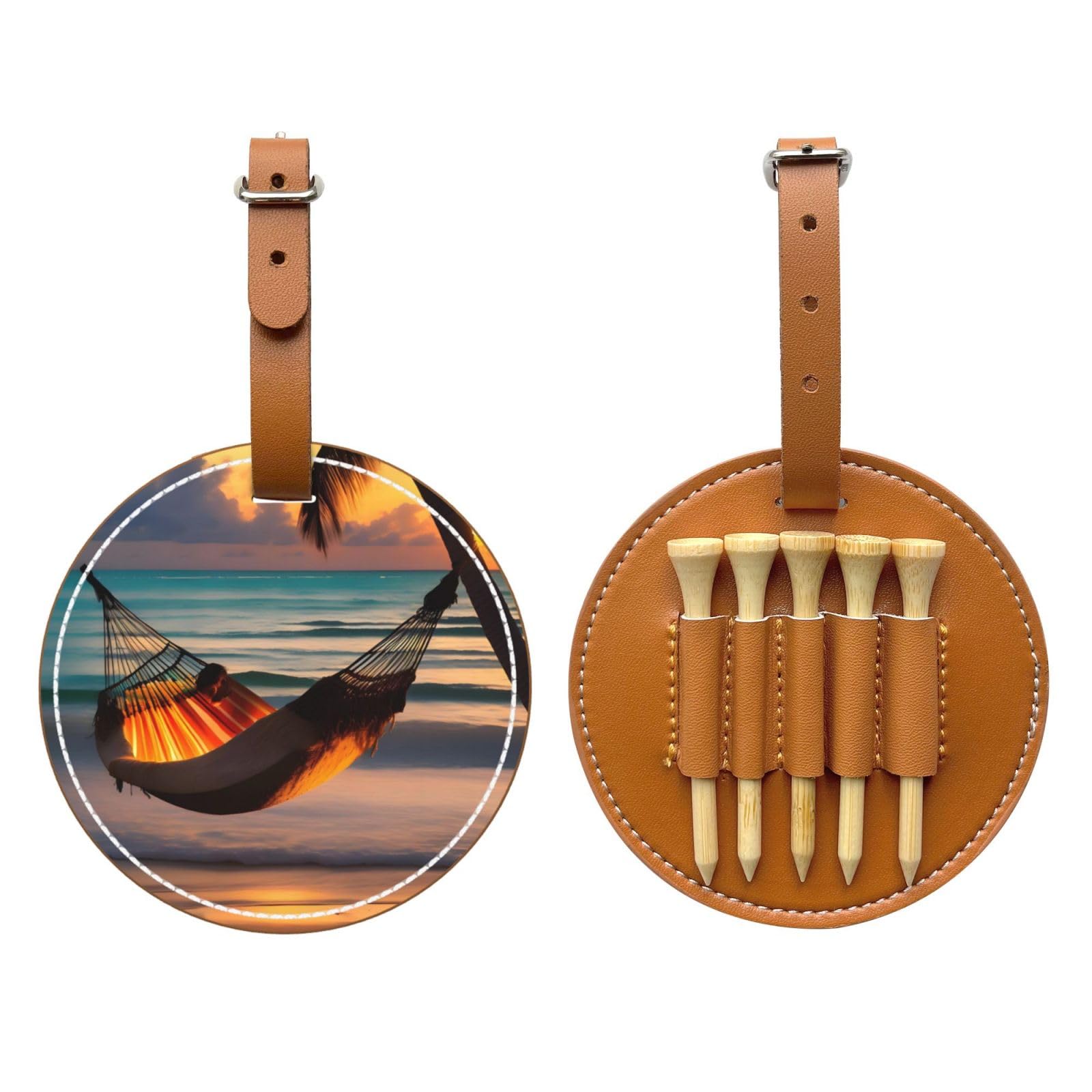 WXXWXD Sunset beach hammock Printed Golf Tee Storage Bag - Portable Storage, Easily Organize Tees