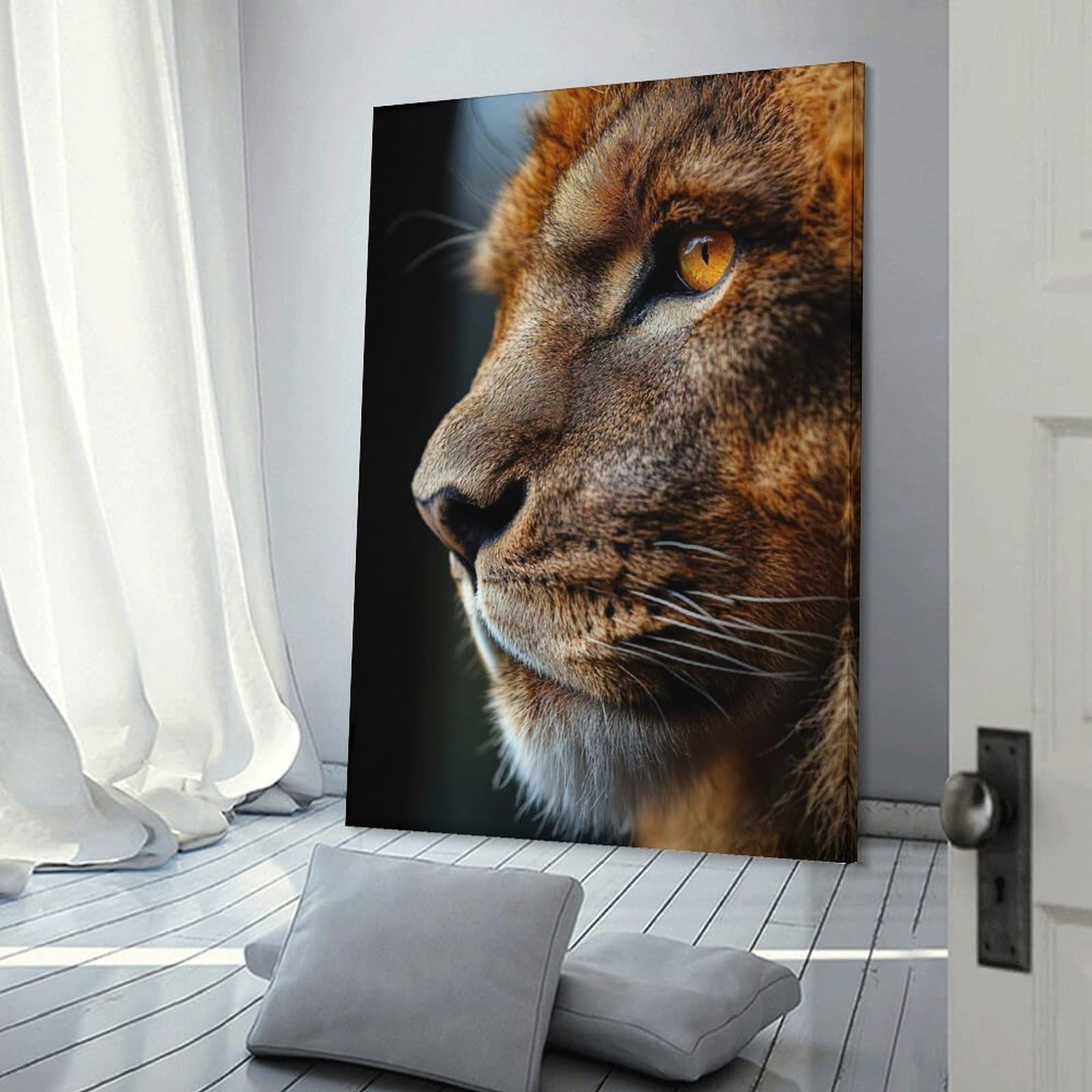 Junmoney Frame-Style-16 Wall Art Print Lion Profile Close-Up, 20X30inch(50X75cm), For Contemporary Homes, Apartments Or Offices, An Easy Choice For New Home Styling