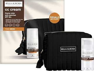 Bella Aurora I CC Cream Crema Color Anti-Manchas SPF 50+ | Protección Alta con Toque de Color Adaptable | Atenúa Manchas Oscuras | Tono Medio | Regalo Neceser Negro | 30 ml