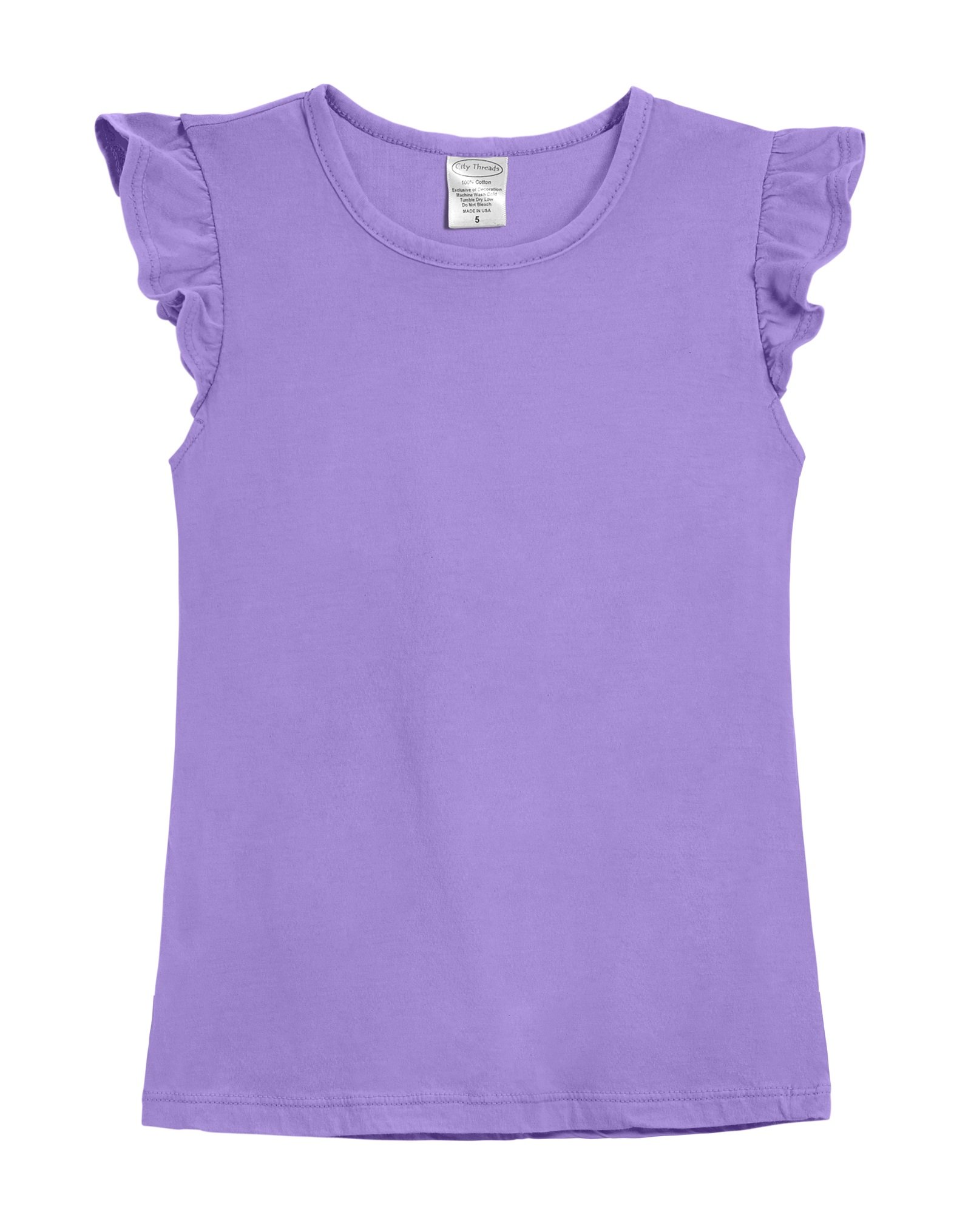 City Threads Girls Cotton Short Flutter Sleeve Ruffle Shirt
