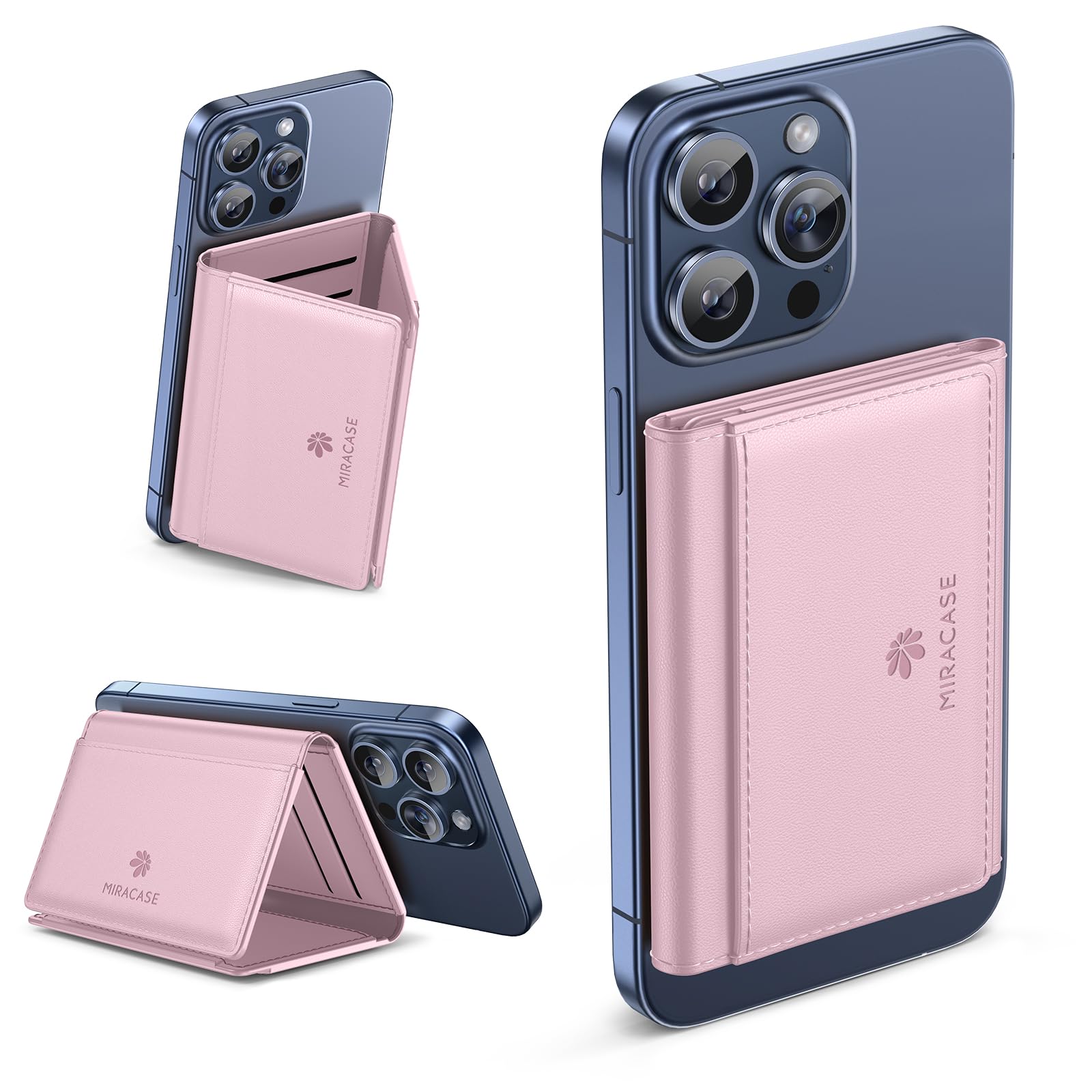 Miracase Magnetic Wallet for Men/Women with Stand, Compatible with MagSafe Wallet, 4+ Cards, 0.5 inch thick, Card Holder for iPhone 17/16/15/14/13/12