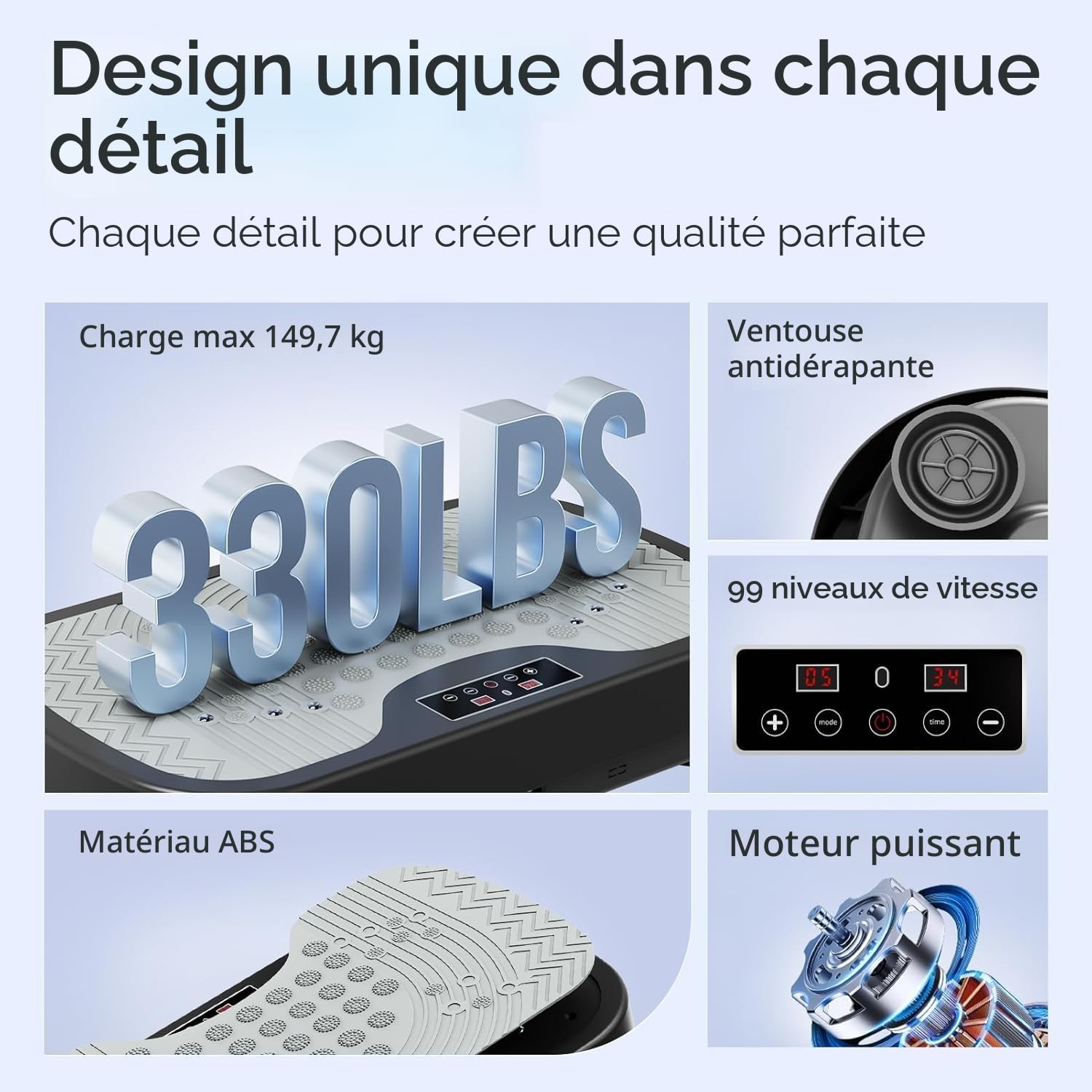 JOROTO JV30 Vibration Plate | Entraînement de Tout Le Corps pour la Maison| 9 Modes d'agitation | 99 Niveaux de Vibration | avec Bandes de résistance à Distance | Capacité de Charge 150kg
