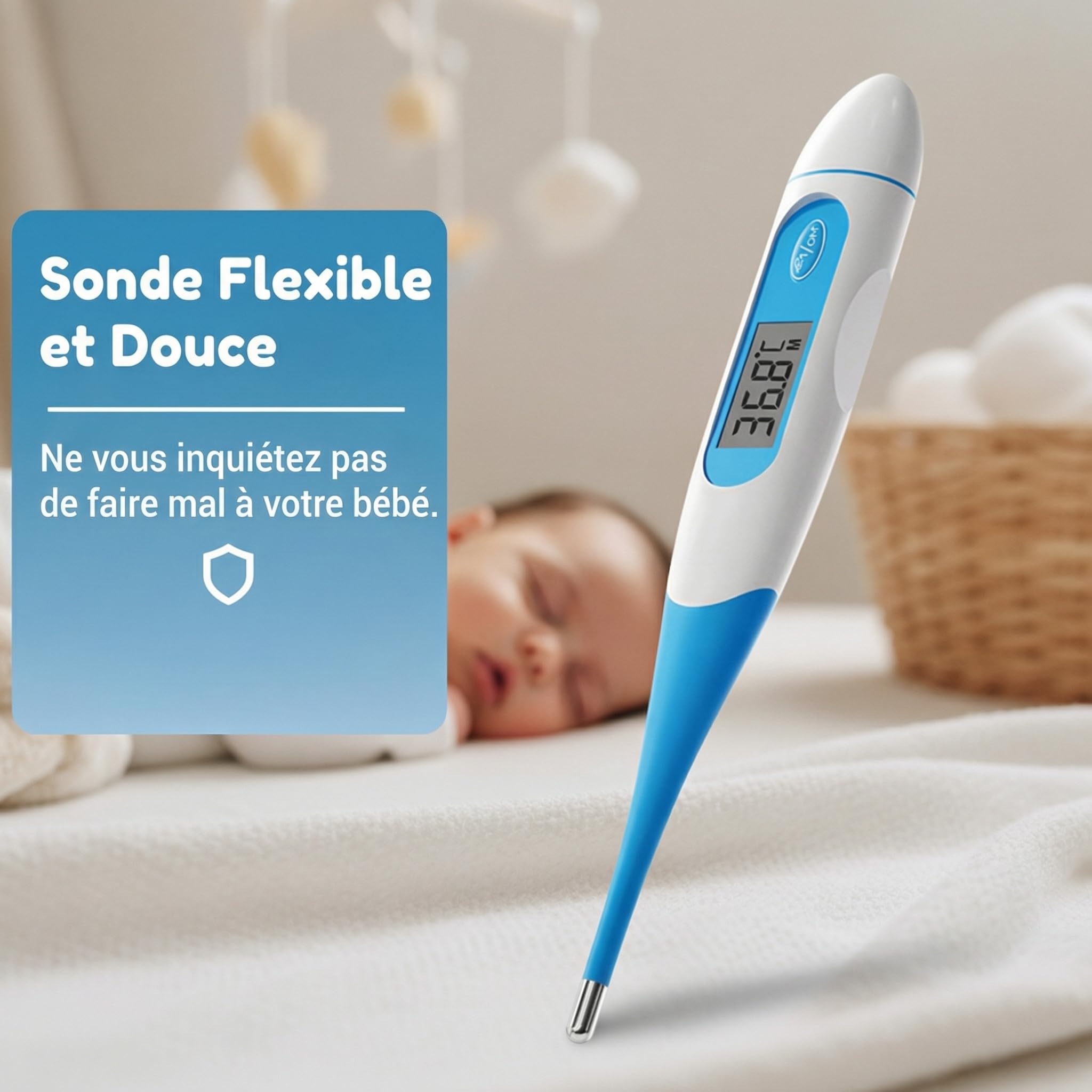 Thermomètre numérique pour lecture de température corporelle basale, Thermomètre de température corporelle avec alarme de fièvre et fonctionnement à un bouton, Pour adultes, enfants, Commutable ℃/℉