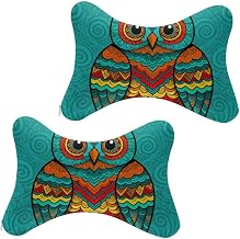 Comfortable Car Neck Pillow Headrest 2 Pcs, Ethnic Indiana Southwest Western Tribal Aztec Green Memory Foam Travel Pillows 图 for Sleeping, Rest, Chin Head Support