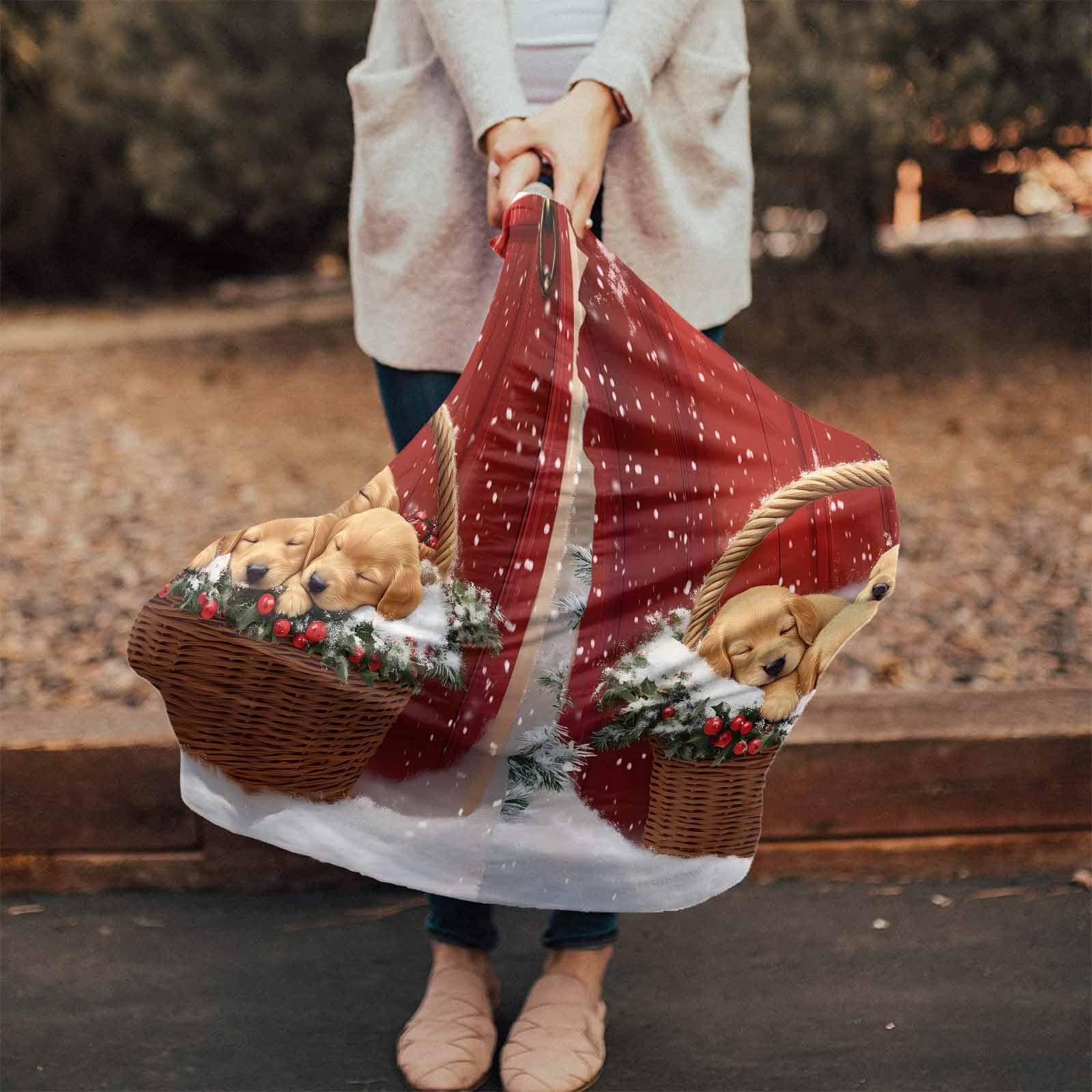 Nursing Cover for Breastfeeding Scarf, Merry Christmas Dogs Berry Winter Snow Baby Car Covers Super Soft Multi Use for Canopy Shopping Cart Cover Blanket Stroller Cover