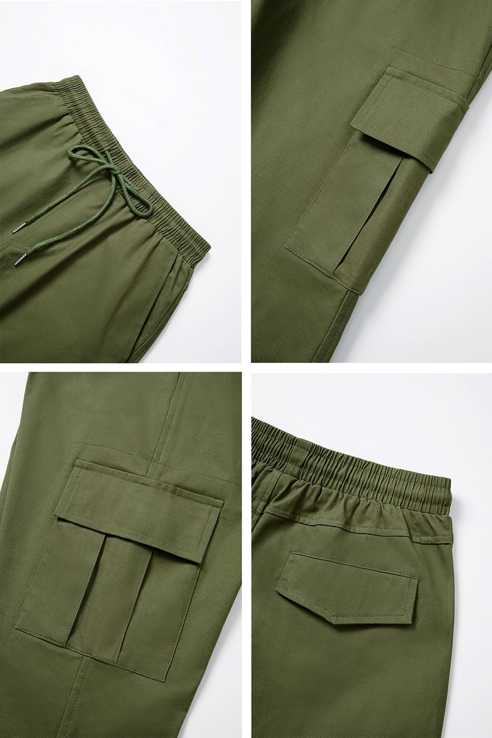 THWEI Cargo Pants for Men Casual Drawstring Joggers Cotton Work Sweatpants Multi Pockets - Image 4