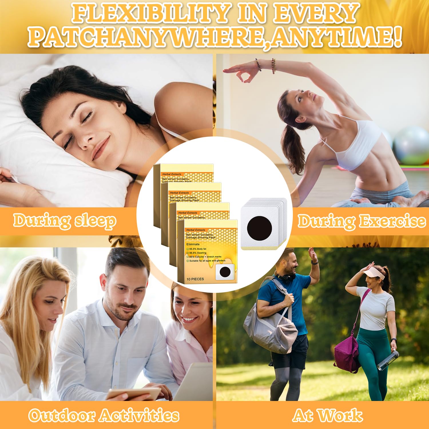 40 Stück Bienengift-Lymphdrainage-Schlankheitspflaster, Abnehmen Fettverbrenner, Bienengift Pflaster Zum Abnehmen, Abnehmen Patch Lymphatic Drainage (40)