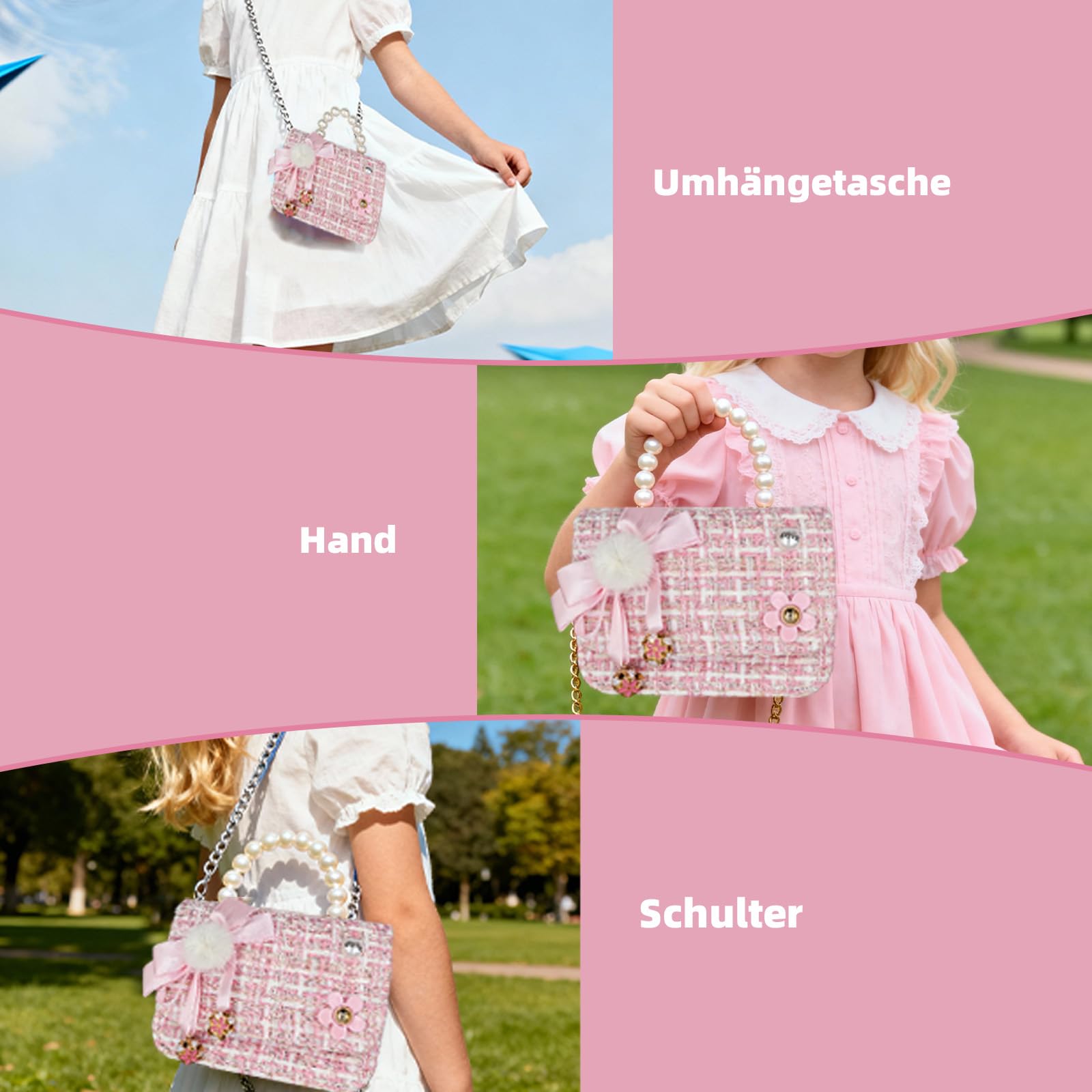 Borsetta per Bambina, Mini Borsa a Tracolla con Fiocco Carino e Campanellino | Regalo per Bambine di 2 3 4 5 Anni