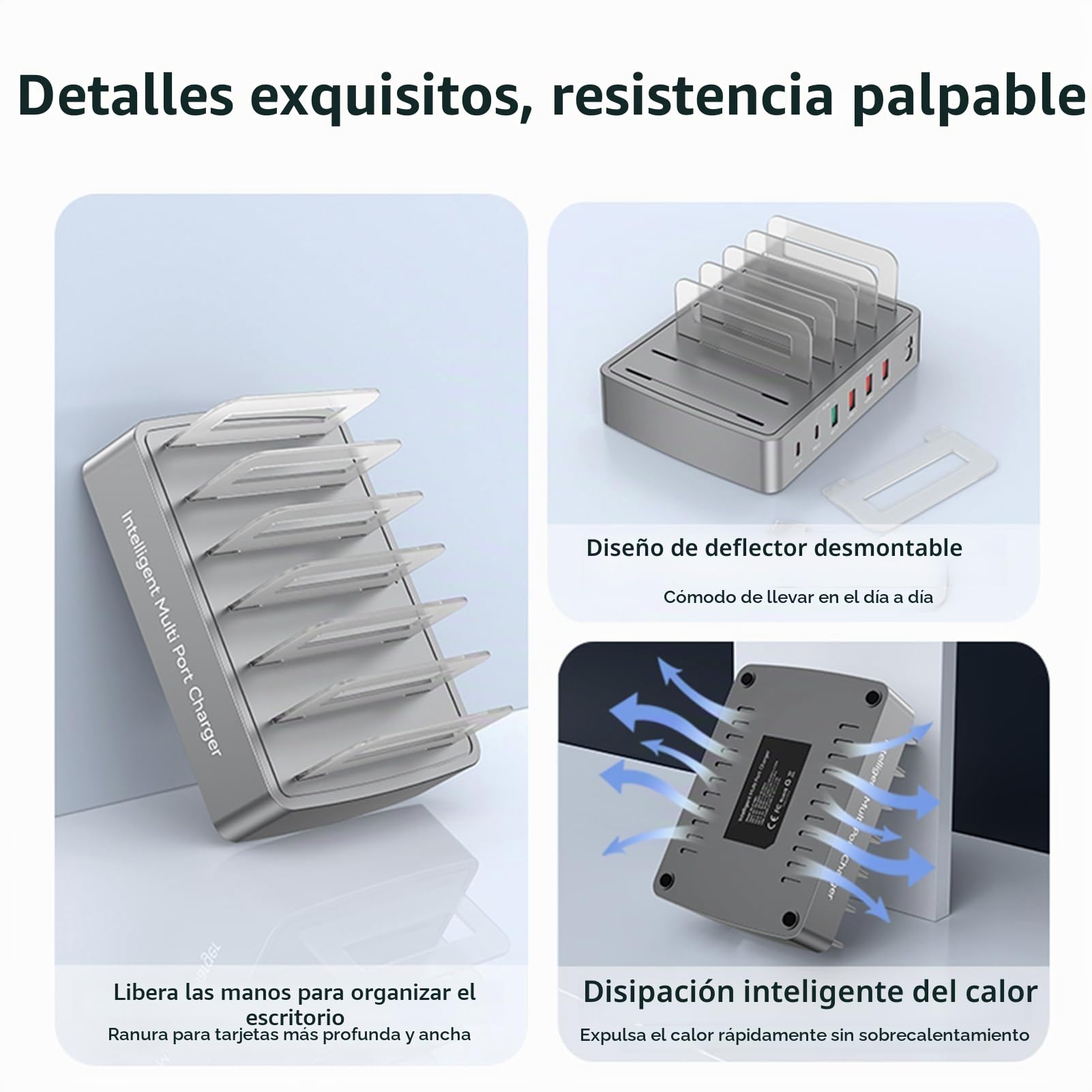 Docooler Estación de carga inteligente de 72 W con 6 puertos, carga USB para múltiples dispositivos, compatible con teléfonos móviles, tabletas y otros dispositivos electrónicos