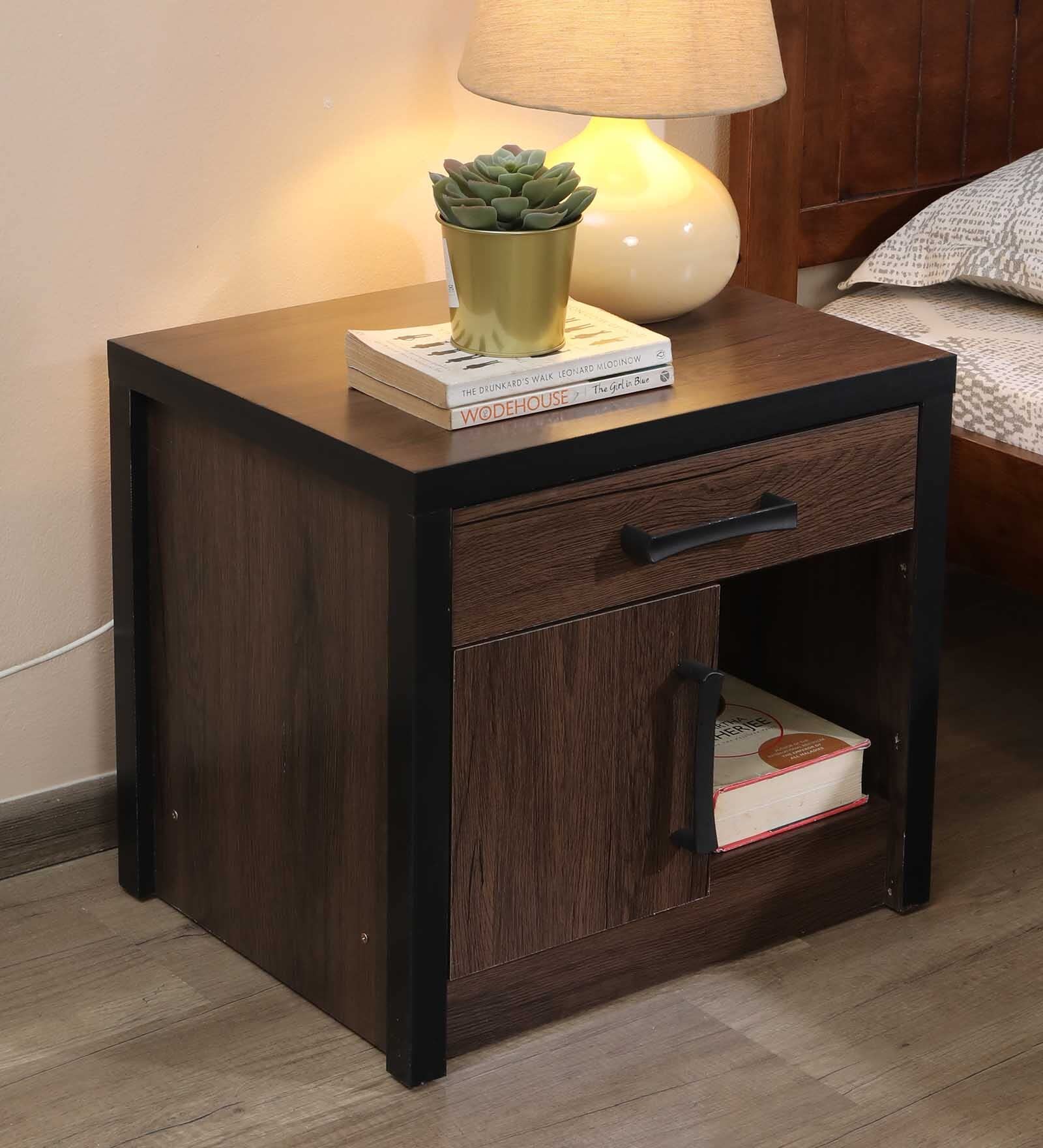 Buy Pepperfry Bed Side Table Mintwud Kaede Color Brown Oak