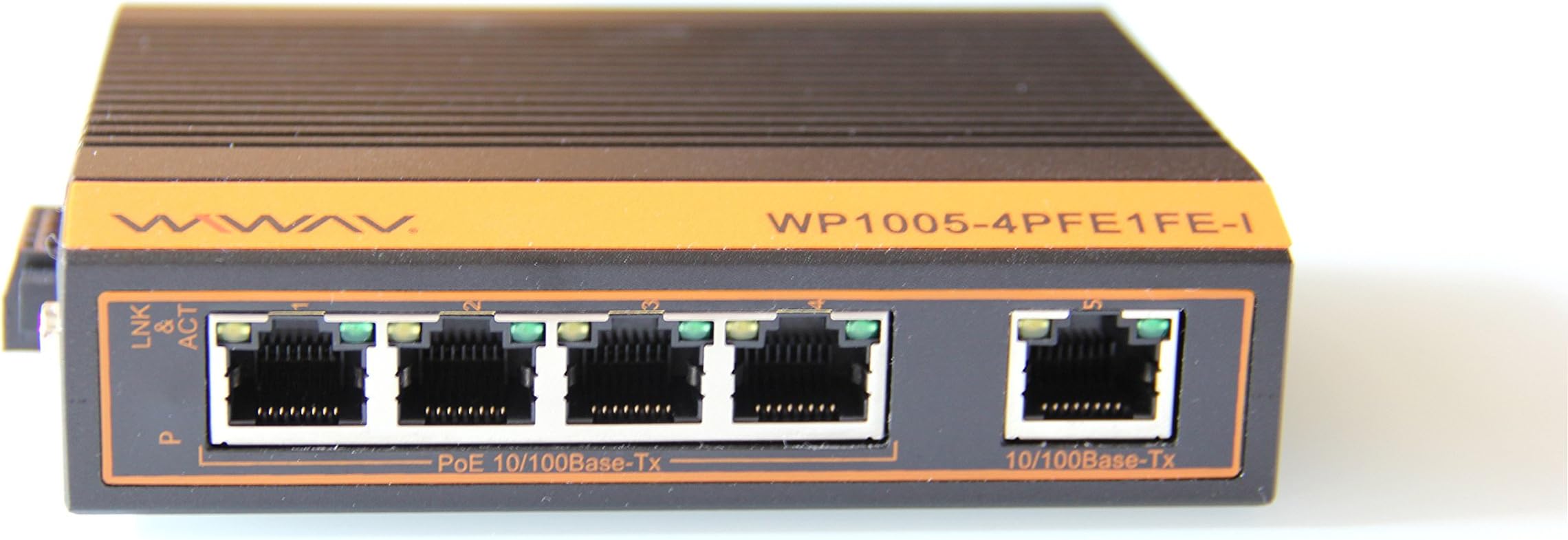 WIWAV WP1005-4PFE1FE-I 10/100Mbps PoE Unmanaged 5-Port Industrial Ethernet Switches with DIN Rail/Wall-Mount(-45°C to 85°C,IP40)