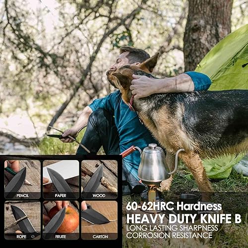 Miniatura 6 de Cuchillo de bolsillo, cuchillos tácticos plegables con hoja de 3.3 pulgadas, cuchillo pequeño de supervivencia plegable con clip, bloqueo de botón y