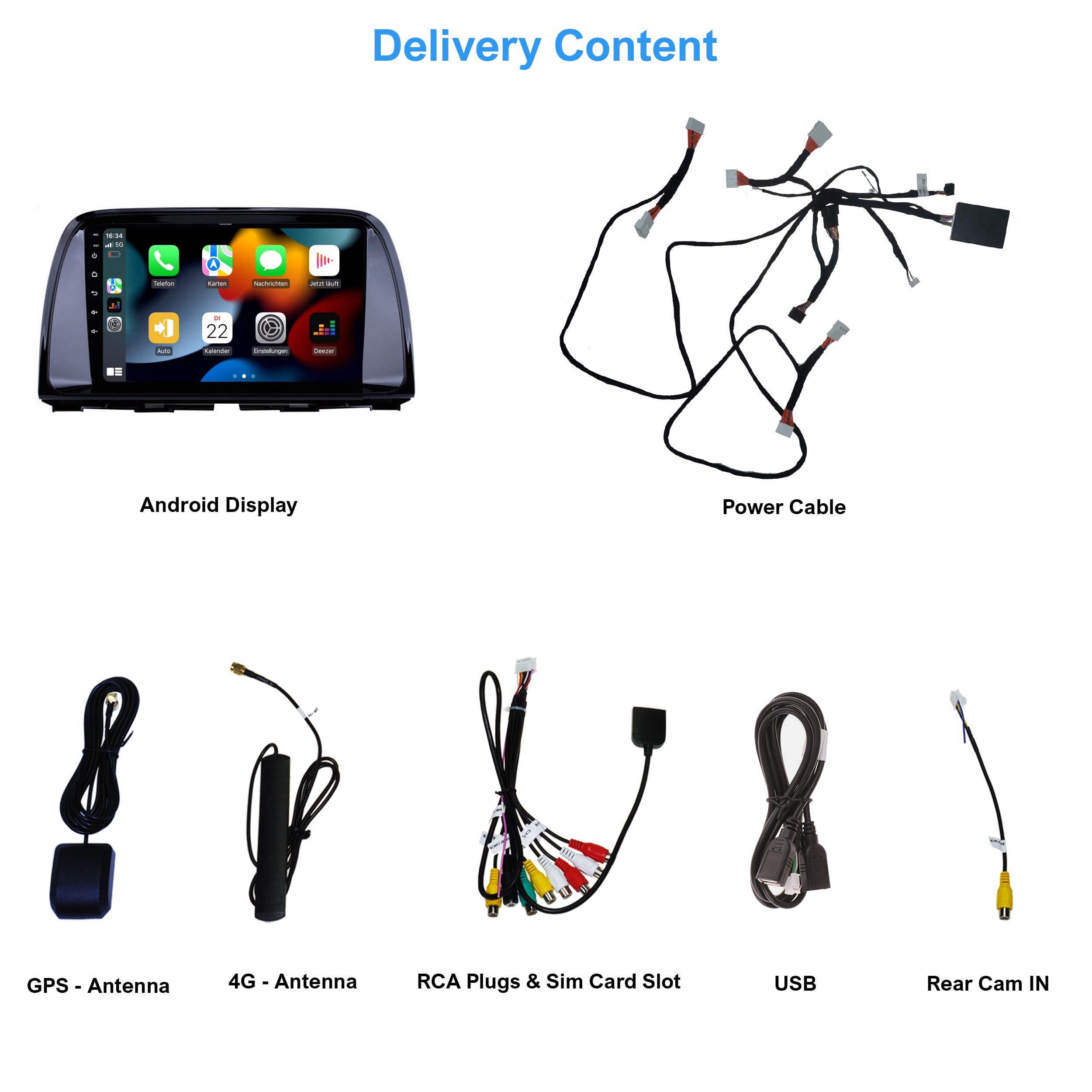 Kompatybilny z: Mazda CX-5 KE 11-17 9" Touch Android Display GPS Navi CarPlay Android Auto