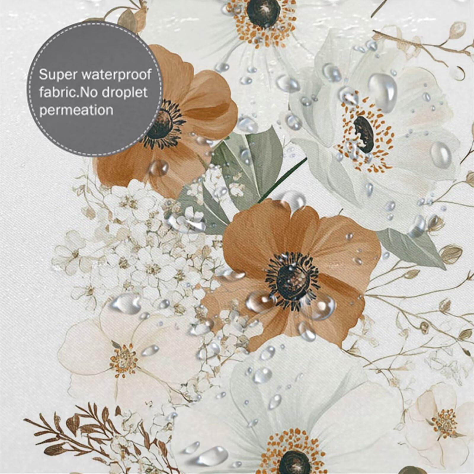 Cortina de Ducha Blanco Cortina Ducha, Antimoho, Tela Impermeable Poliéster, Shower Curtain 220x200 cm con 12 Ganchos y Dobladillo Ponderado, Shower Curtain Lavable para Baño o Bañera, Flor 3Y#169