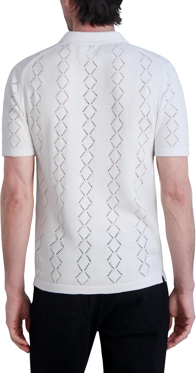 Karl Lagerfeld Men's Johnny Collar Knit Polo Short Sleeve Top