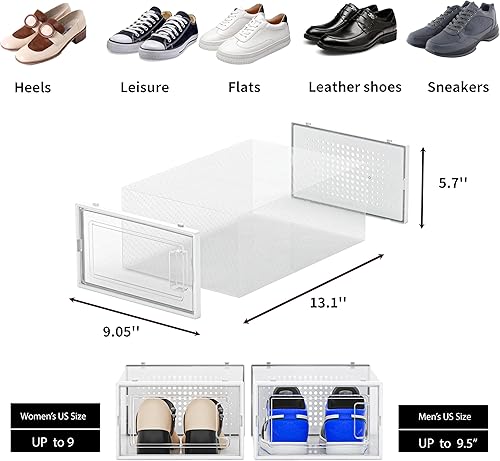 Miniatura 3 de Paquete de 12 cubos de almacenamiento organizadores de zapatos, cajas de zapatos apilables de plástico transparente para armario, contenedores de