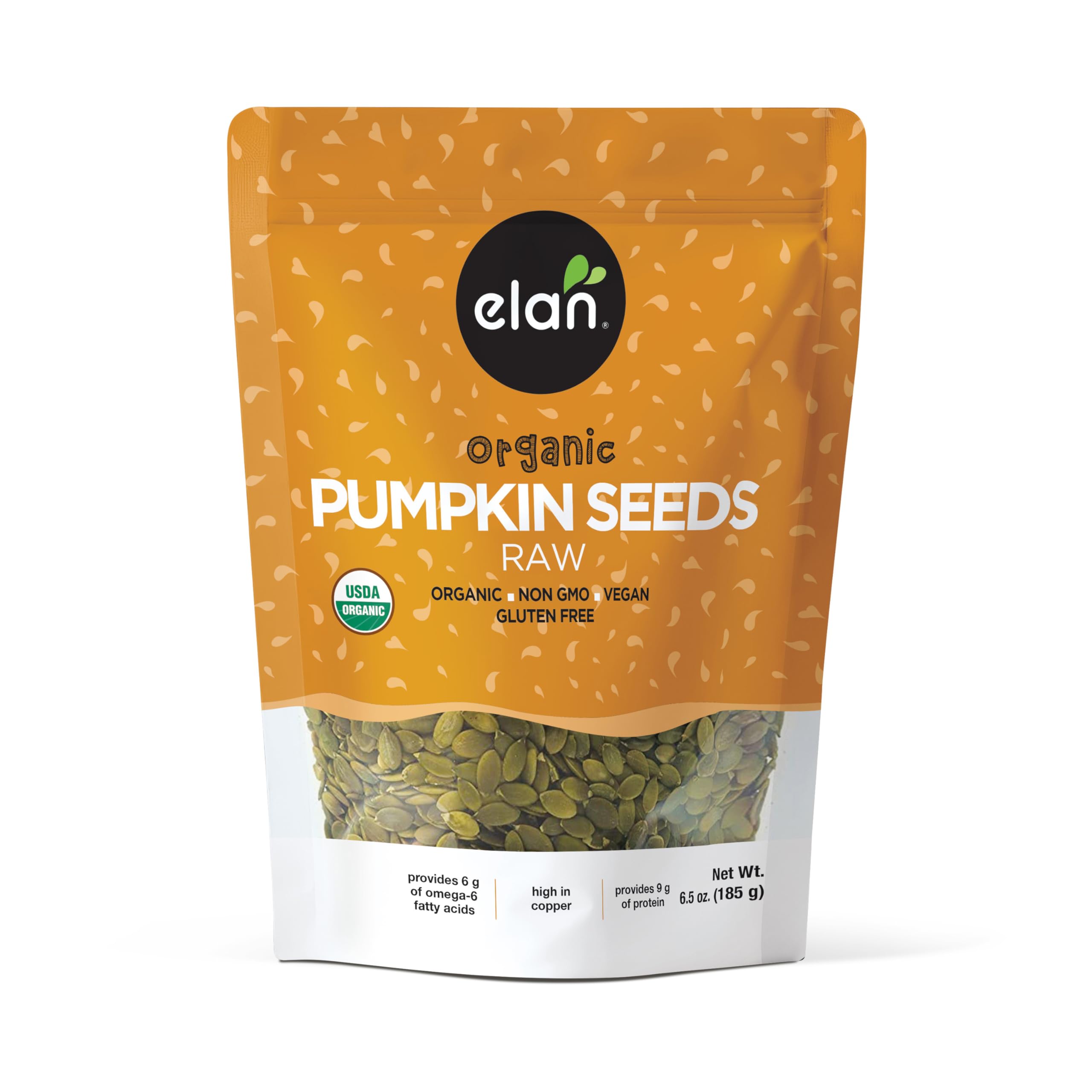 Organic Pumpkin Seeds, 6.5 oz, Unsalted, Unroasted Shelled Kernels, No Shell, Non-GMO, Vegan, Gluten-Free, Kosher, Nutritious Seeds