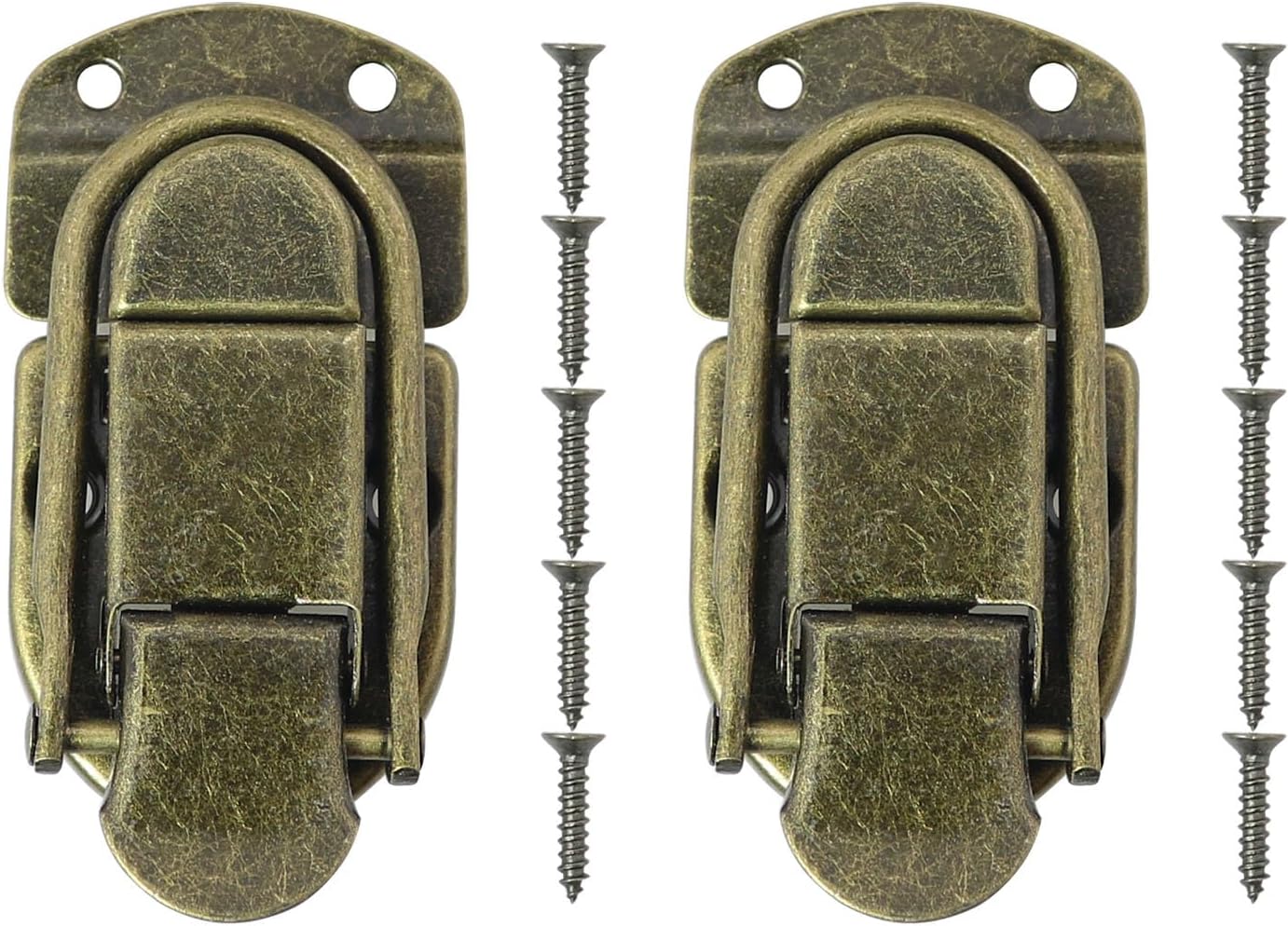 Cierre de hebilla de palanca de bronce con tornillos para caja de joyería pequeña de madera, gabinete de maleta de 1.339 x 2.559 in