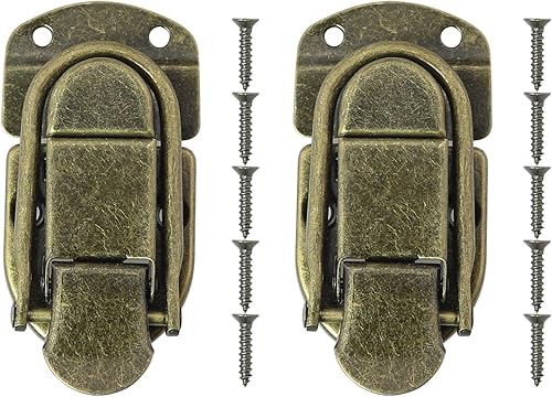 Cierre de hebilla de palanca de bronce con tornillos para caja de joyería pequeña de madera, gabinete de maleta de 1.339 x 2.559 in