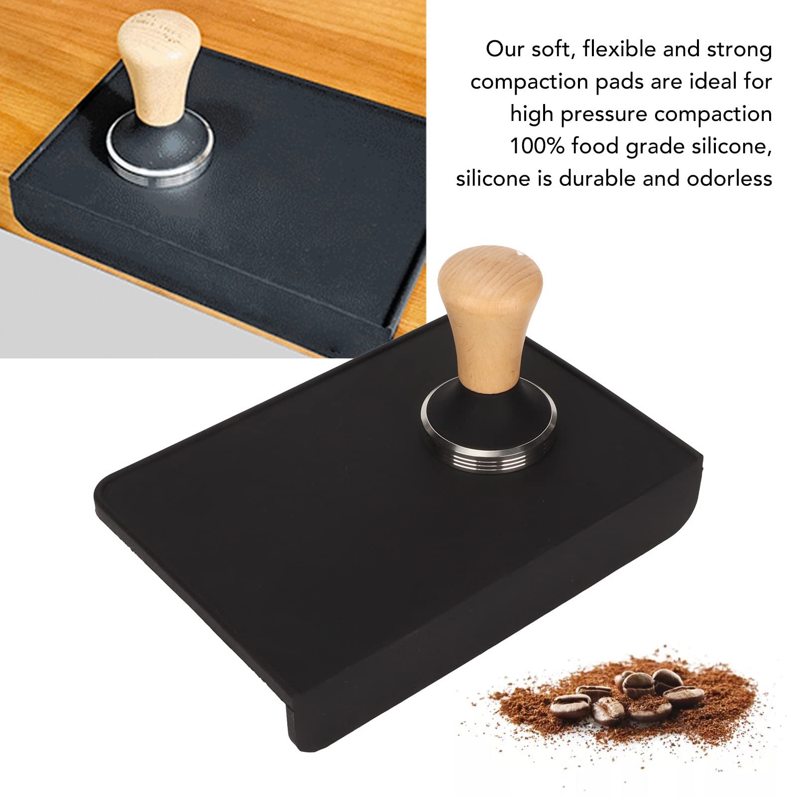 Juego profesional de manipulación de café con tapete de silicona y base de acero inoxidable, herramientas de barista resistentes y duraderas para apisonar espresso y prensa (Manipulador de 58