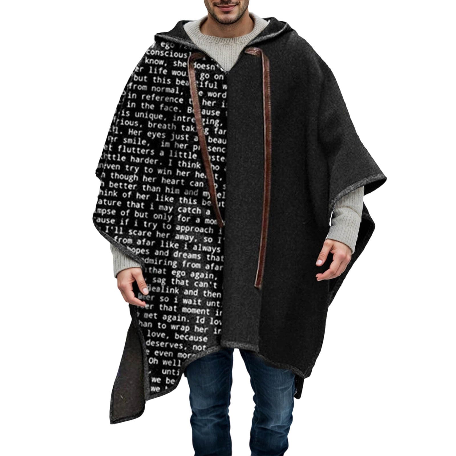 Poncho para hombre patchwork casual manta gruesa térmica capa vaquero occidental capa poncho de lana invierno chaqueta hippie alpaca sudadera hombre sin capucha toalla poncho adulto