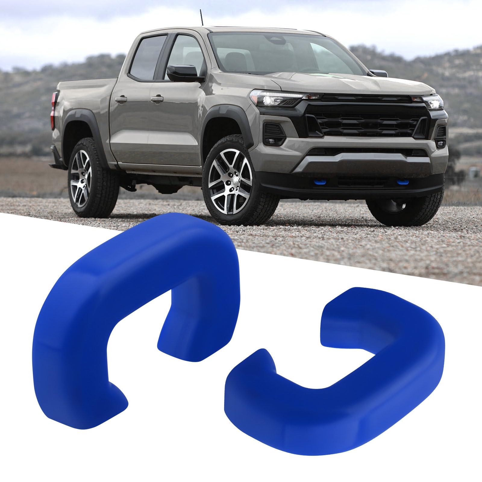 TECHPICCO Front Tow Hooks Covers Only for Colorado Z71 ZR2/GMC Canyon 2025-2023 (Not Round Hook), Hitch Cover Customized Compatible with Chevy Colorado/GMC Canyon Accessories 2025 2024 2023 (Blue)