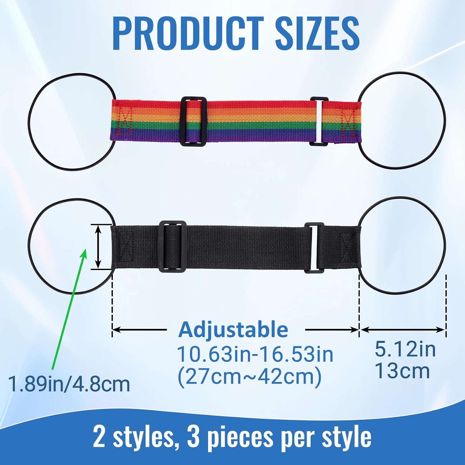 6 Pcs Multi Use Strong Luggage Straps for Suitcases, Flexible Luggage Connector Straps, Adjustable Luggage Strap Bungee for Suitcase Handle, Travel (Black, Rainbow)