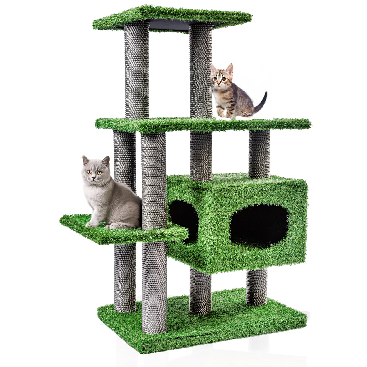 CanadianCat Company | Outdoor Kratzbaum Parker - Kletterbaum mit Kunstrasen | 85 x 45 x 117 cm | wetterfest für Balkon & Terrasse