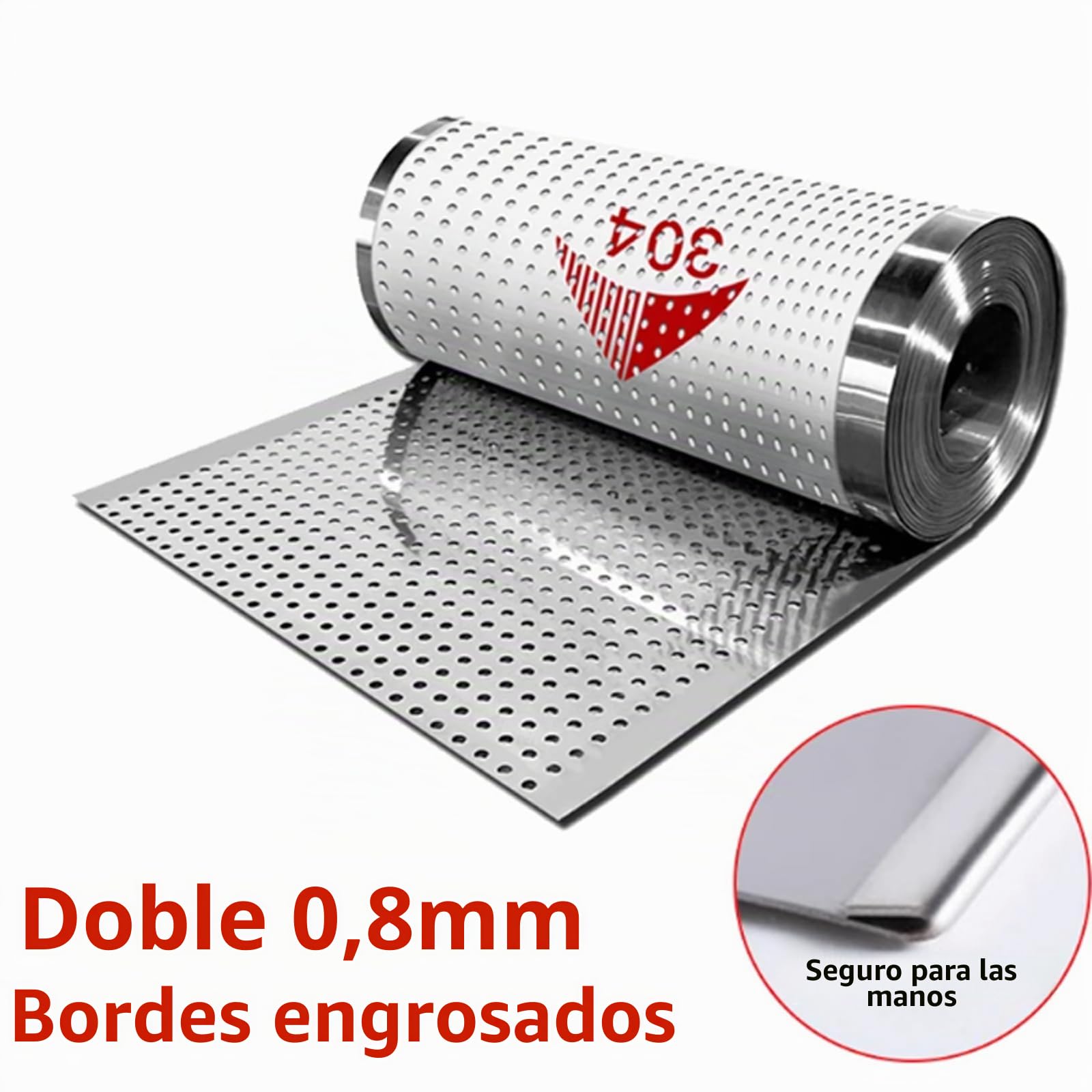 Chapa Perforada de Acero Inoxidable 304,Placa Perforada anticaídas,Expandido Metal Malla Placa Pantalla Decorativas Mallas,Apertura de 8 mm,para Balcones Escaleras Valla Jaula