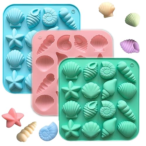 LESYDGSI 3Pcs seashell chocolate - Shell-Shaped Baking Mold for Chocolate, Cake, Candy, Resin, and Soap Making, Perfect for DIY Home Decoration and Gift Projects (Three Colors)