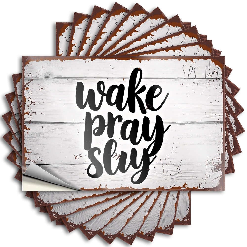 Fzfn Colour Decals Case Half Wake, Pray, Slay: Daily Motivation For Interior - Tiki Easy Peel Removable(12X18cm)