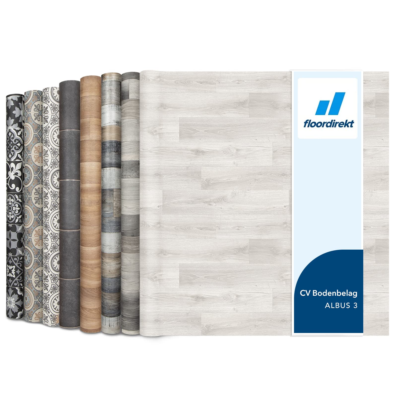 Floordirekt CV PVC Vinyl Flooring, Wood Effect Flooring Cover Rolls, Realistic Cushion Vinyl Floor for Kitchen, Bedroom, Homes, Hallways, Living Room (200 x 400 cm, Albus 3)