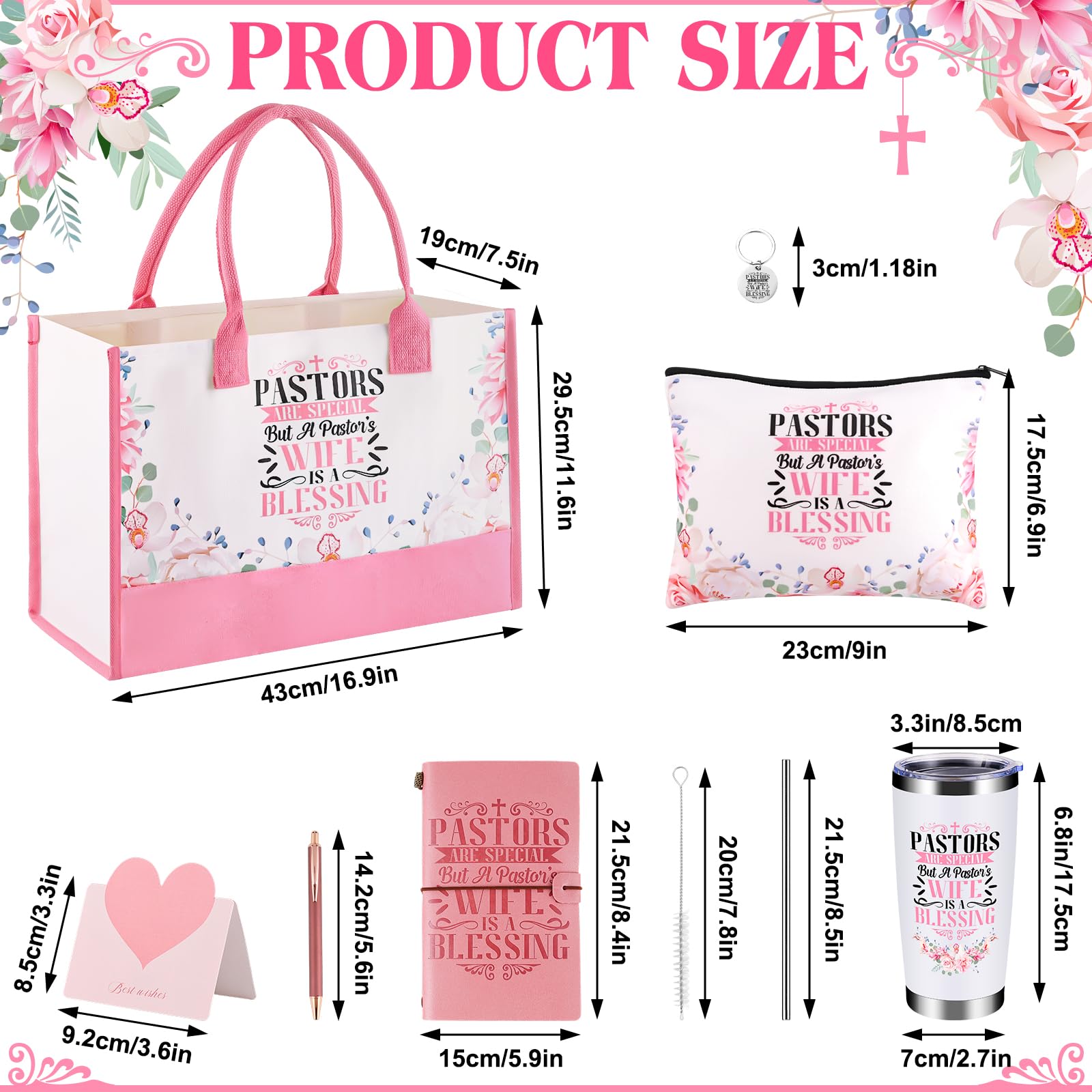 VAIPI Pastor Wife Appreciation Gifts for Women Faith, Inspirational Christian Gifts for Pastors Wife Religious Catholic Gift Basket with Insulated Tumblers Handbag Journal Pen Bookmark Keychain