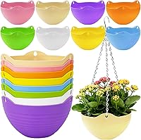 Bvrbaory 8-Pack Multicolor Hanging Planter Pots - 7.9" Round Baskets with Metal Chains & Drainage Trays for Indoor Outdoor Plants, Garden Home Decor
