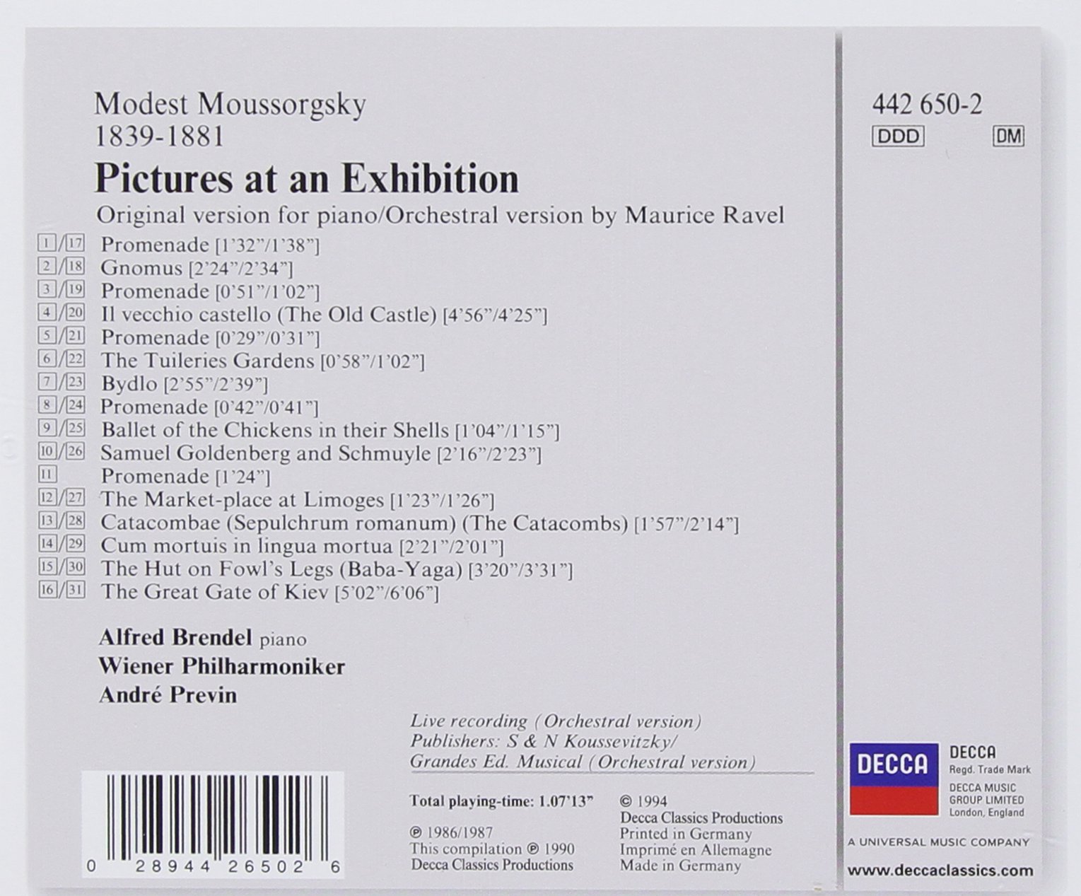 Mussorgsky: Pictures At An Exhibition
