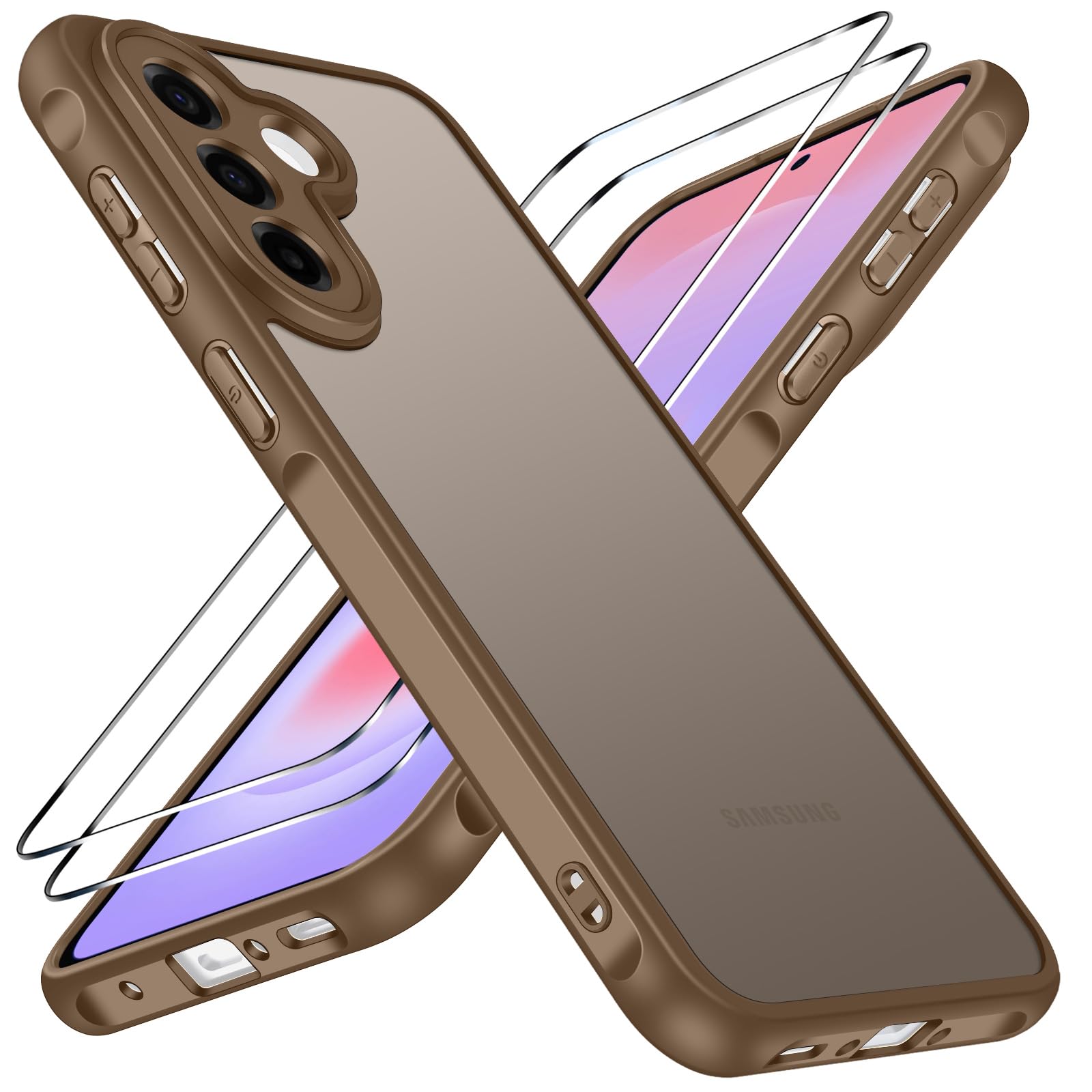 ivoler Coque Mat pour Samsung Galaxy A37 5G avec 2 Pièces Verre Trempé, [Protect