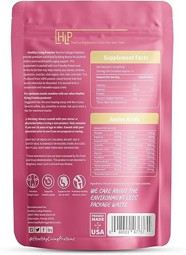 Miniatura 2 de Healthy Living Proteins - Proteína bovina hidrolizada tipo I y III - Colágeno en polvo sin sabor - Alimentado con pasto, péptidos bovinos criados en