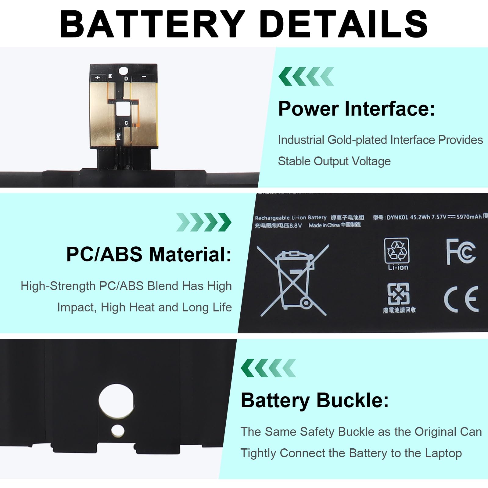 DYNK01 G3HTA036H Batterie Compatible avec Microsoft Surface Laptop 1st Gen 2017 Laptop 2 2nd Gen 2018, Surface Book 1769 1782, Surface 2-LQN-00004 KSR-00001 DAG-00003