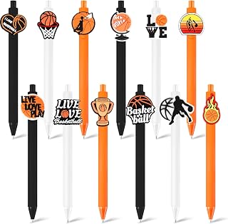 12 Pcs Sports Ballpoint Pens Sports Themed Birthday Supplies Sports Writing Pens Bulk Black Ink Pens Gifts for Students Stationery Office Classroom Party Favors(Basketball)