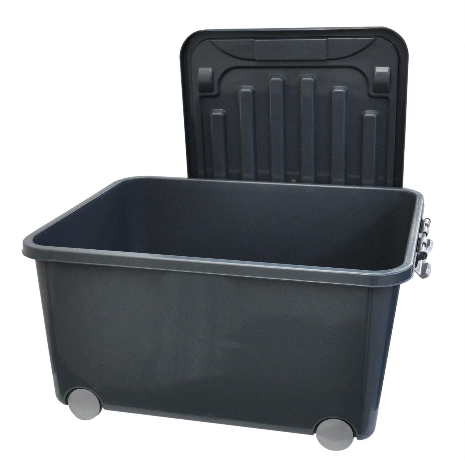 Wilai Set: 3 Aufbewahrungsboxen mit Deckel und Rollen 45 Liter grau (3x22321)