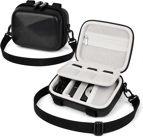 Boobowl Digital Camera Case for CAMKORY/for Kodak Pixpro/for Canon/for Sony and More Point and Shoot Cameras, Small Camera Storage Bag with Mesh Pocket & Adjustable Detachable Strap(Box Only)-Black