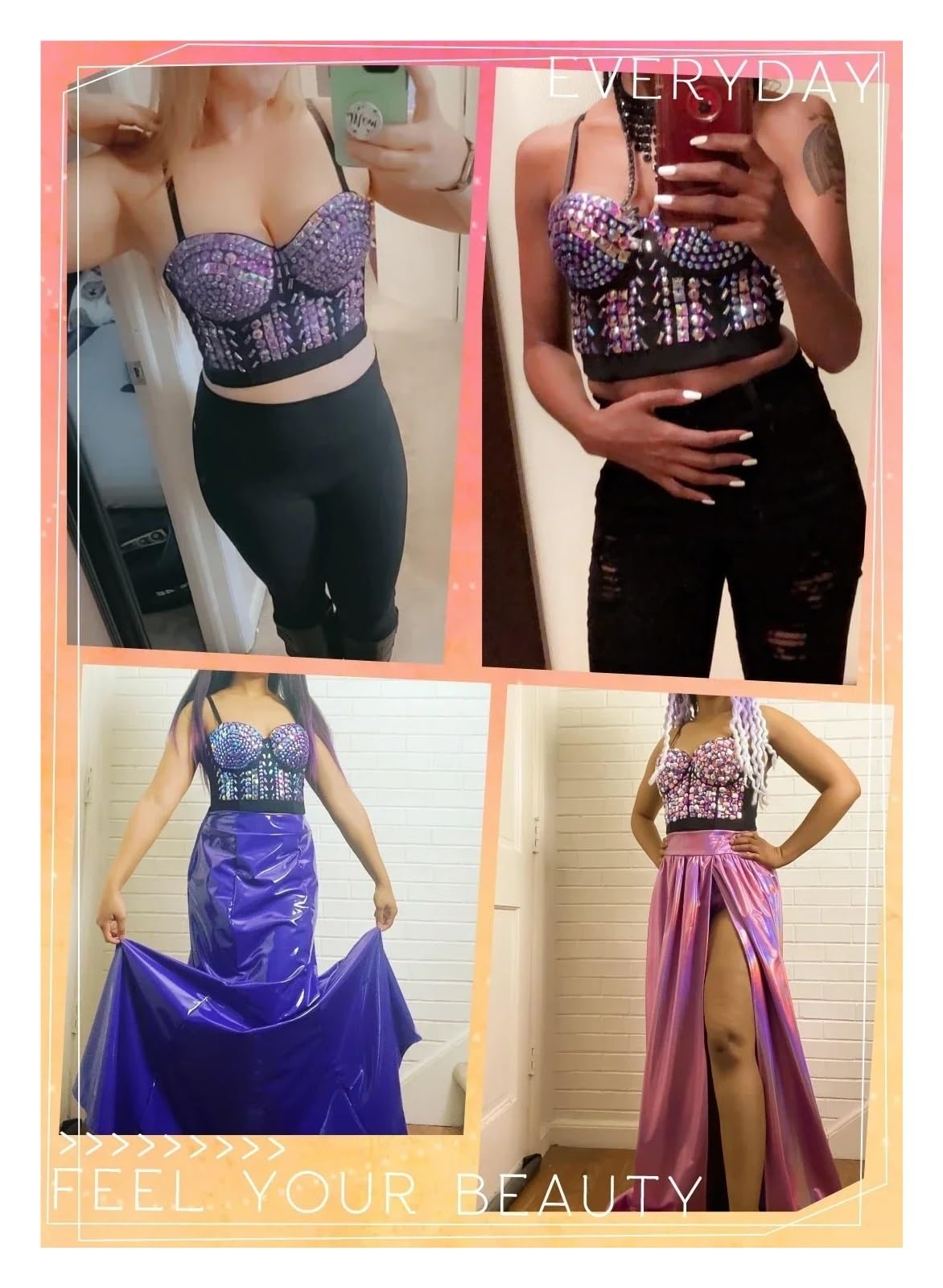 Bustier Crop Top Estivo Crop Top Donna Rivetto Diamante Corsetto Donna Abbigliamento Push Up Bustier Club Reggiseno Camis Handmade Ladies Canotte