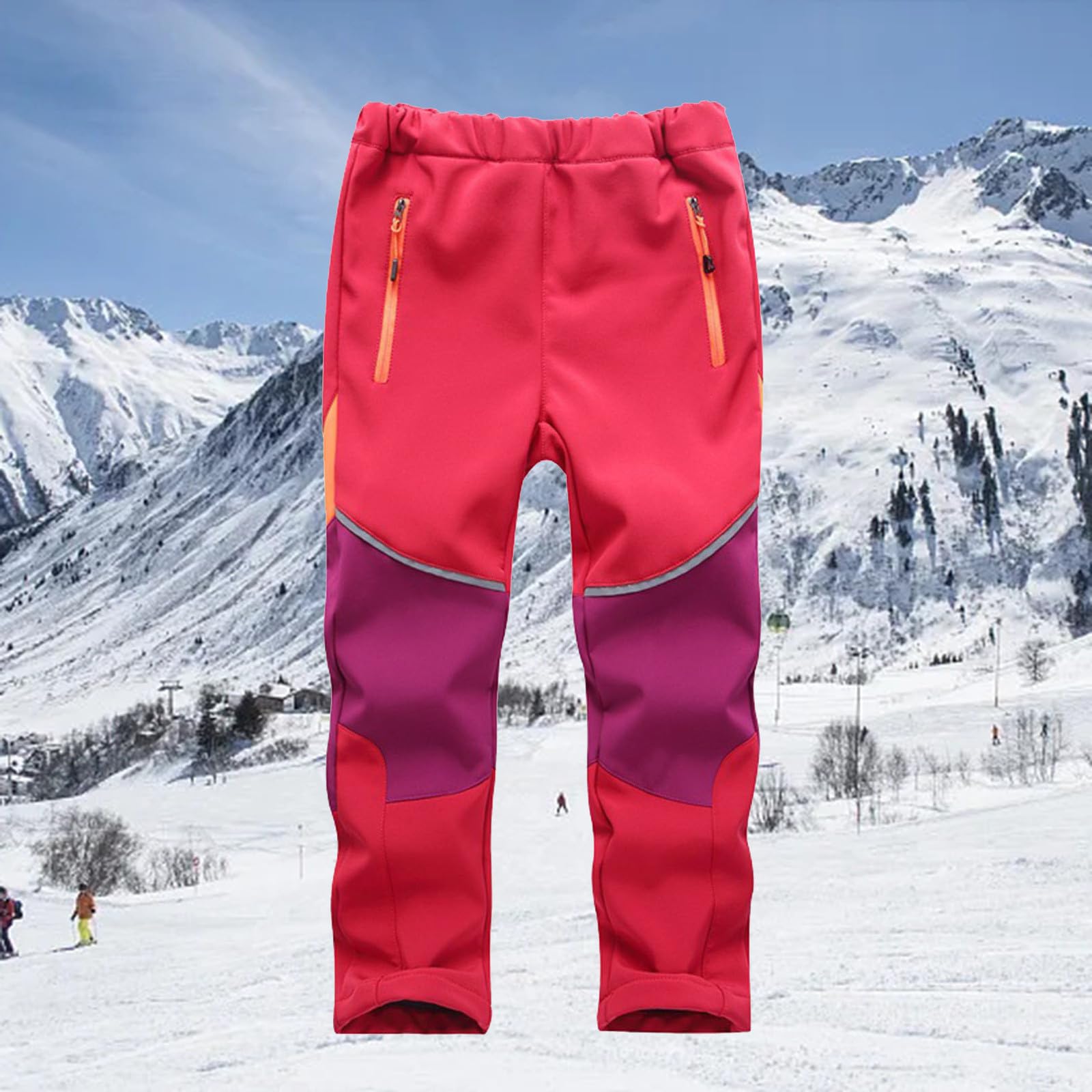 Pantalon de ski pour enfant - Pantalon de neige doublé - Sans bretelles - Pantalon softshell - Coupe-vent - Pantalon d'hiver - Imperméable - Respirant